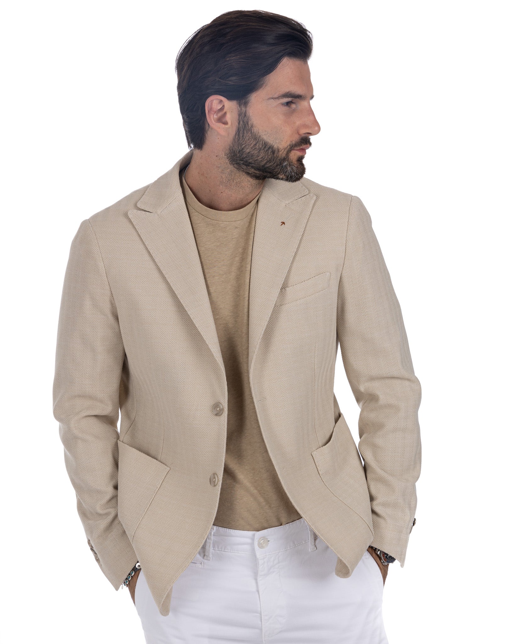 Noto - giacca monopetto solaro beige