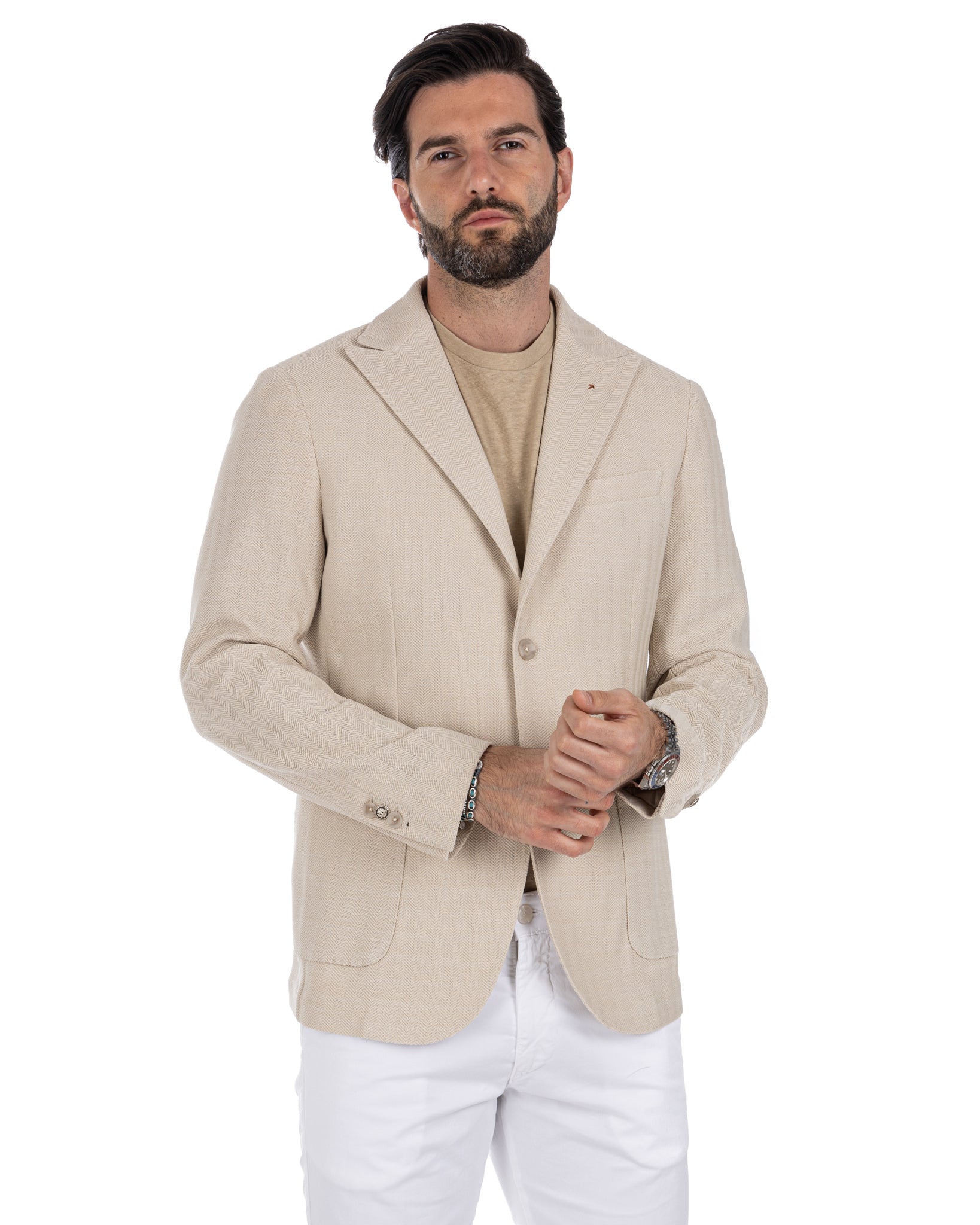 Noto - giacca monopetto solaro beige