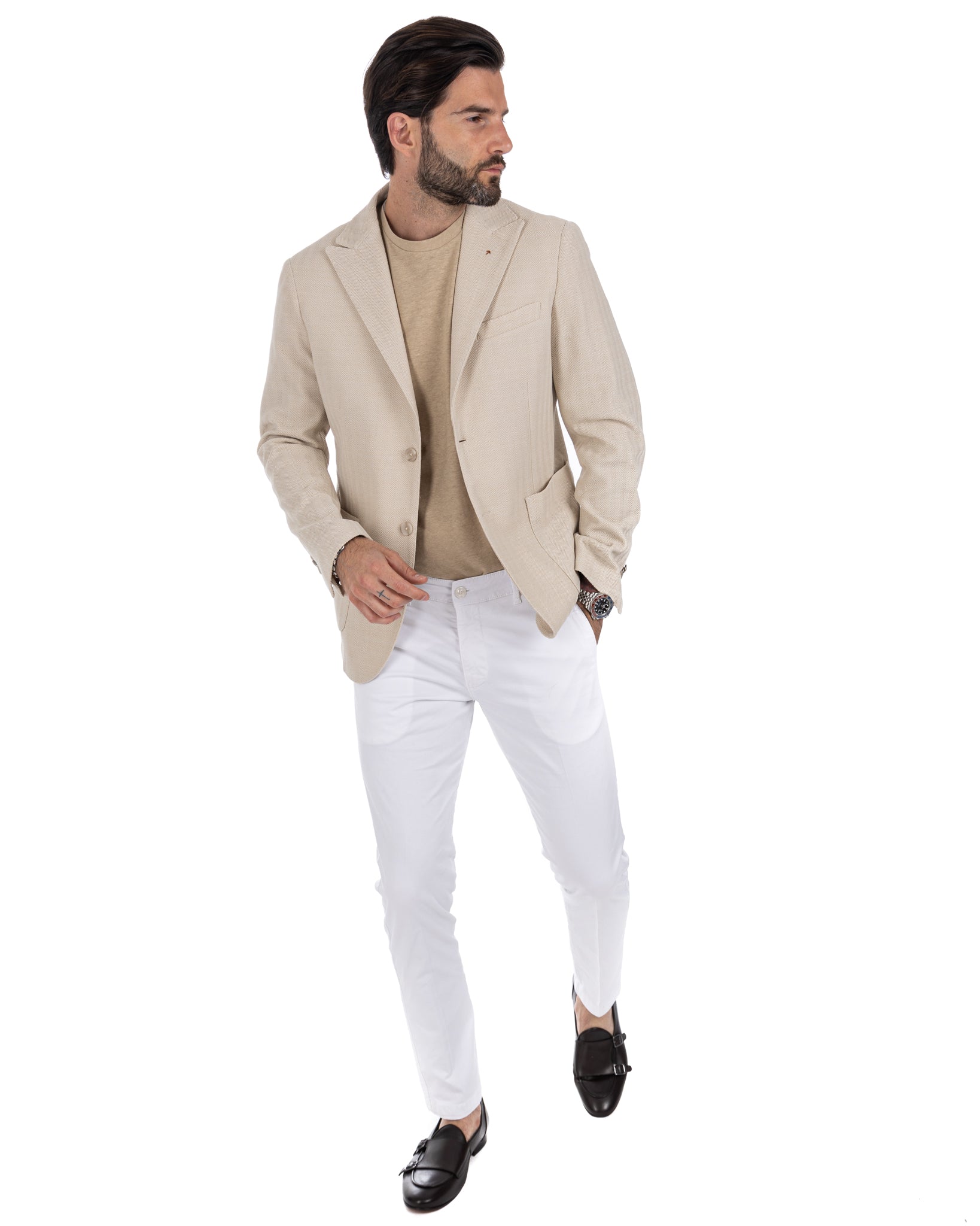 Noto - giacca monopetto solaro beige