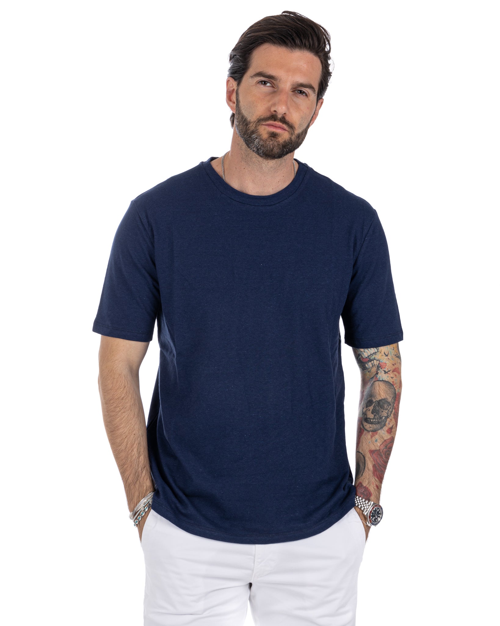 Favignana - t-shirt in lino blu