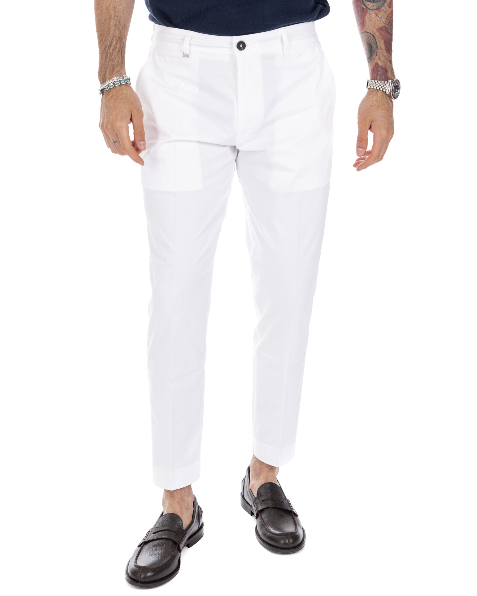 Elder - pantalone capri bianco in cotone estivo