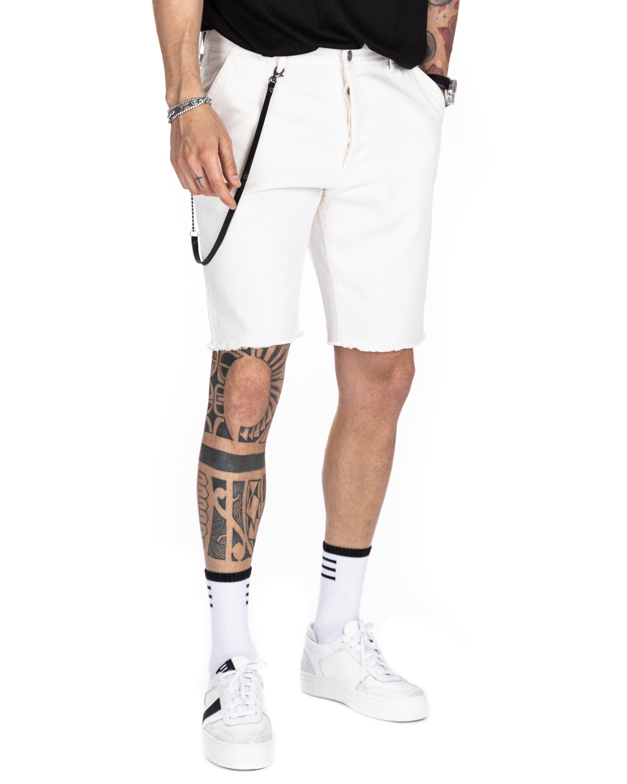 BULL - BERMUDA JEANS BIANCO