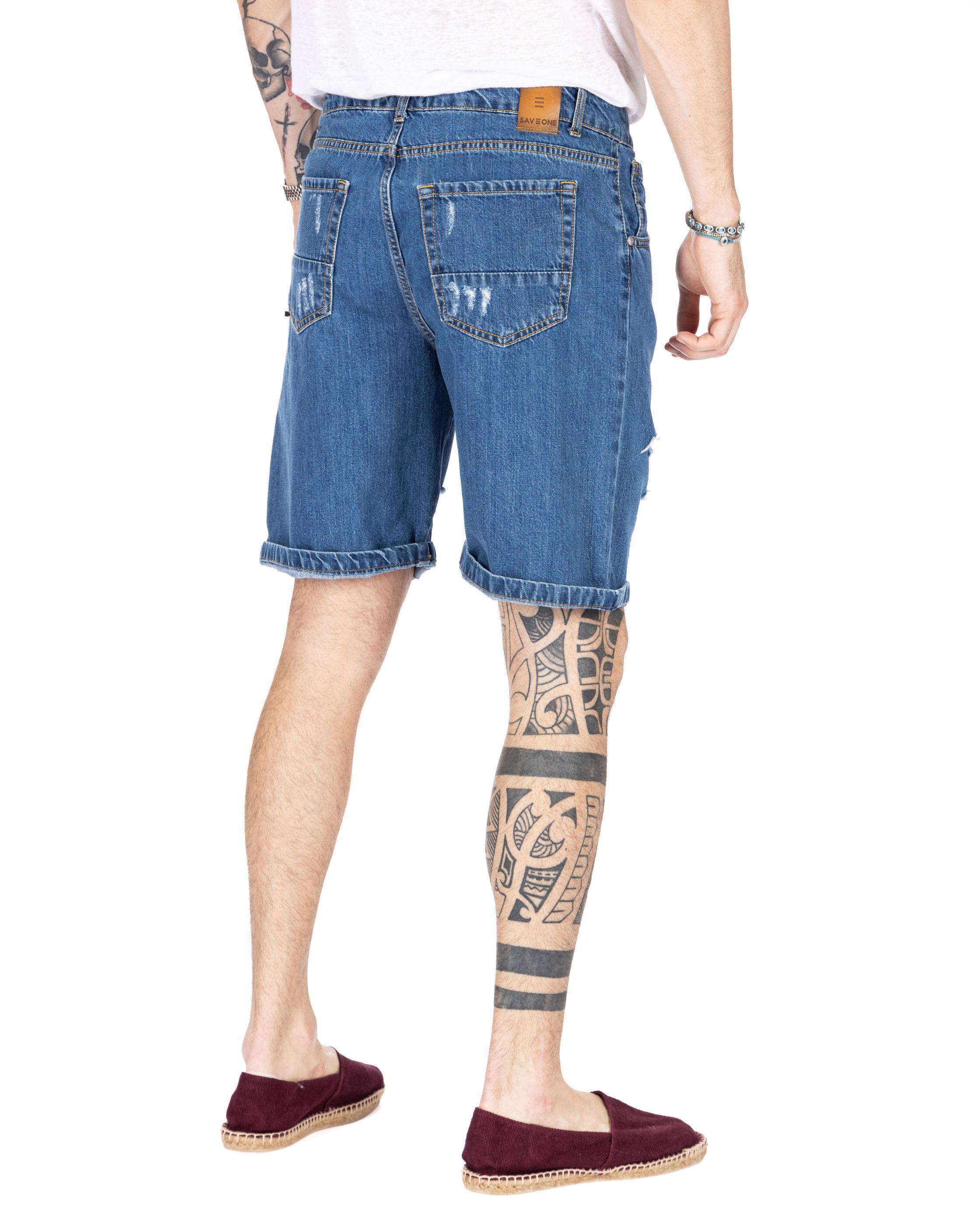 FLOYD - BERMUDA JEANS BLU CON ROTTURE