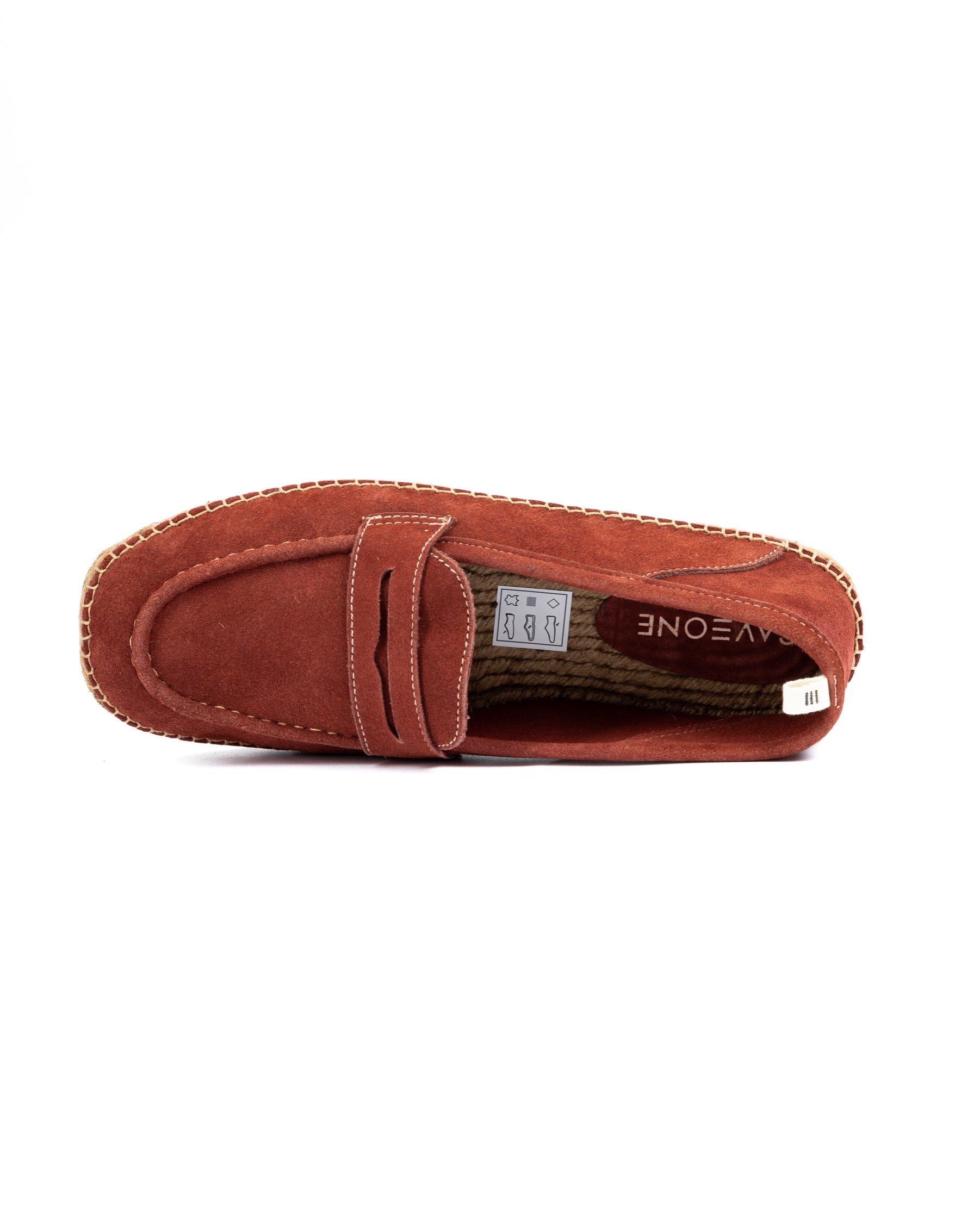 Roma - mocassin en daim bordeaux avec semelle en corde