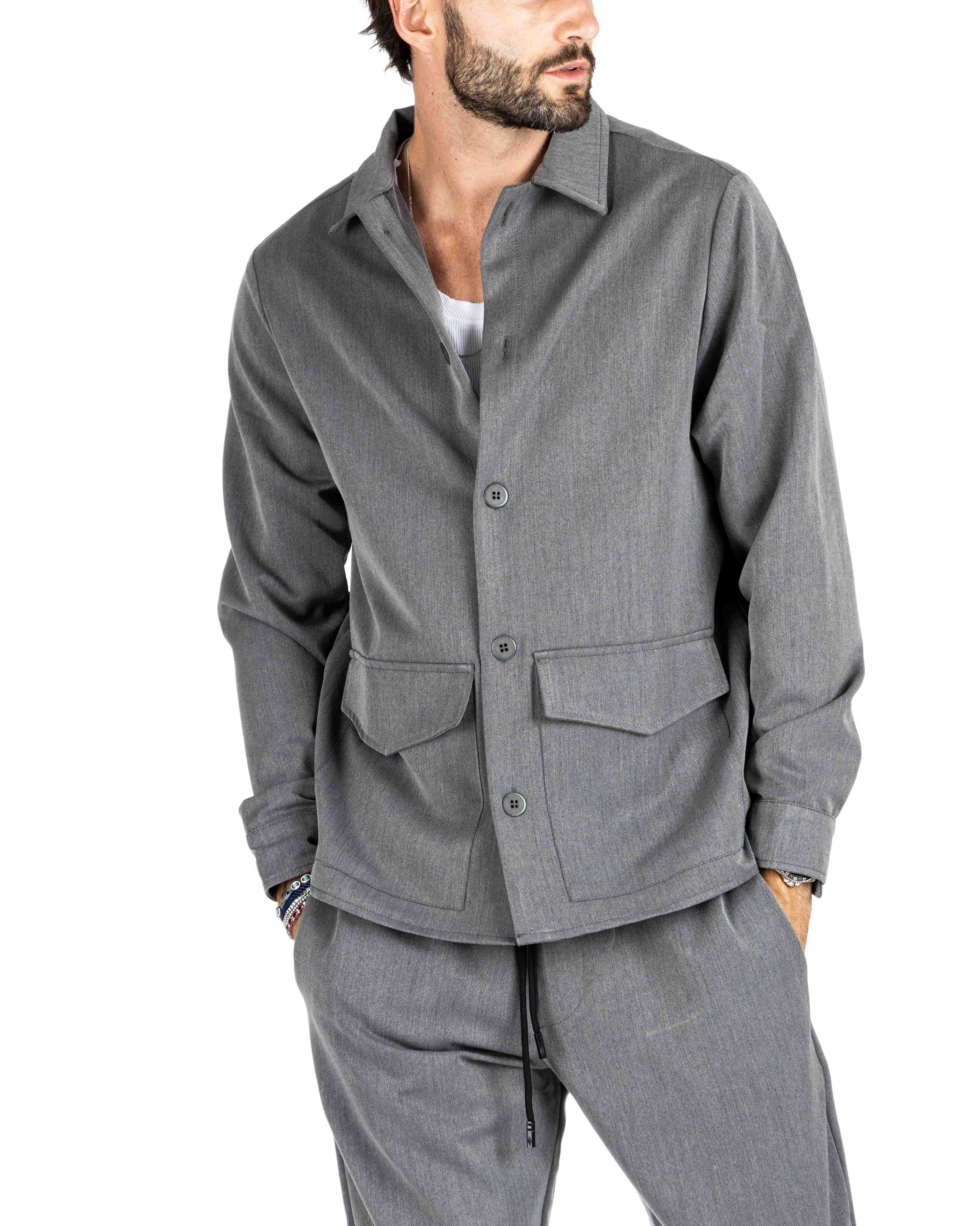 WILLIAM - GRAY SHIRT WITH BIG POCKETS