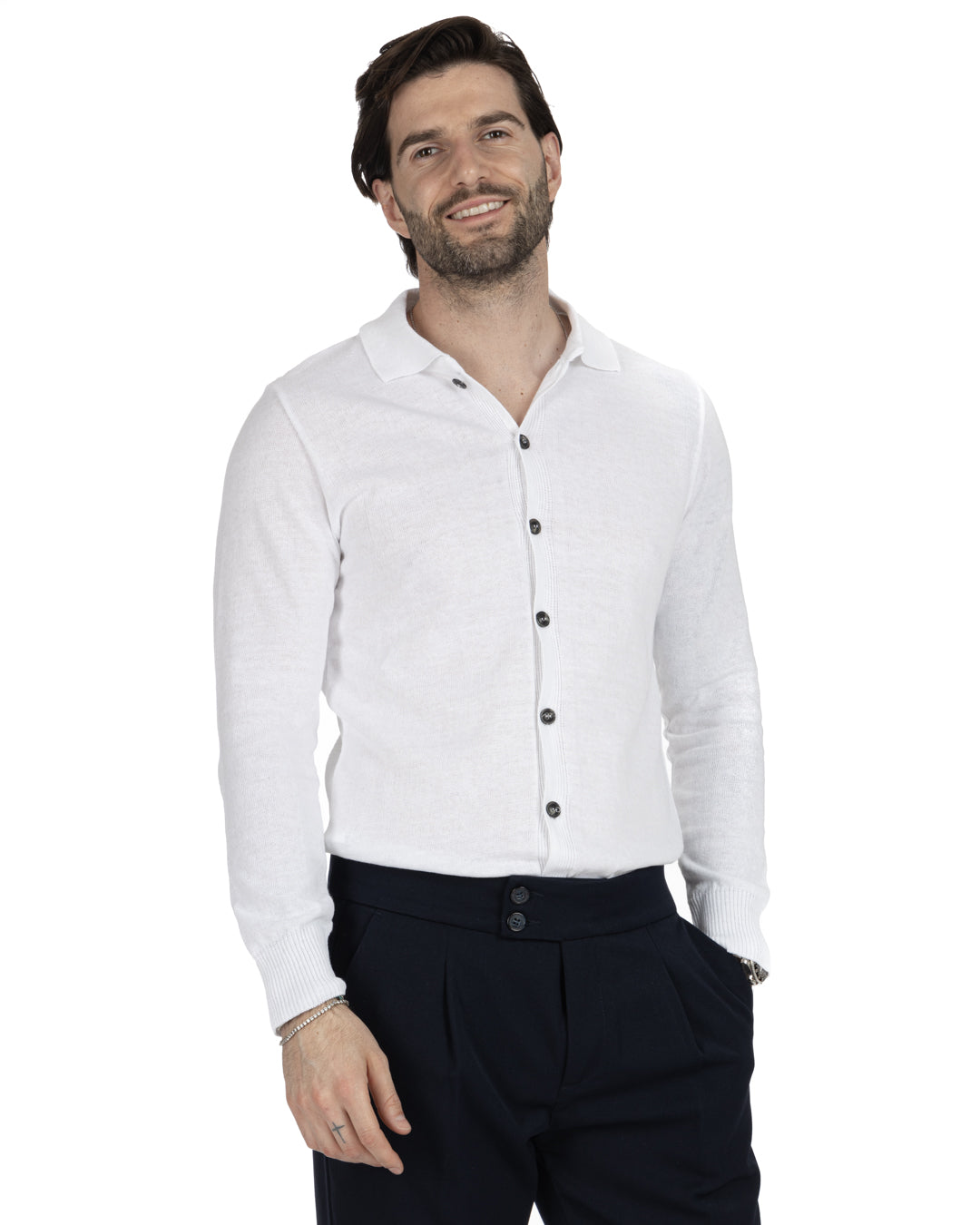 MARLON - CARDIGAN CAMICIA BIANCO