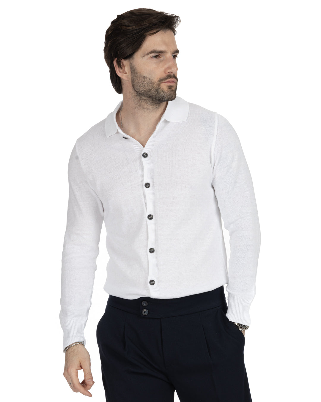 MARLON - CARDIGAN CAMICIA BIANCO