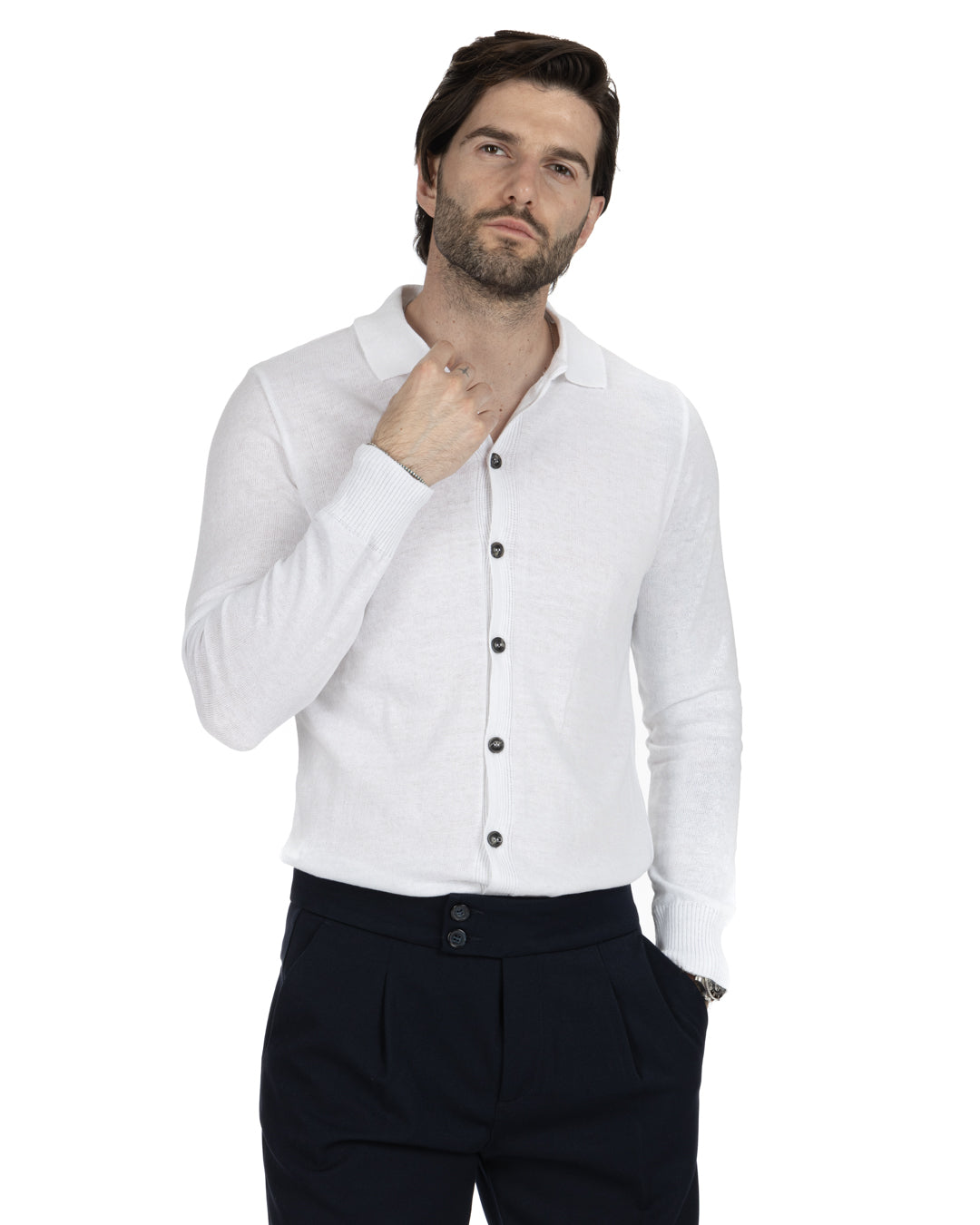 MARLON - CARDIGAN CAMICIA BIANCO