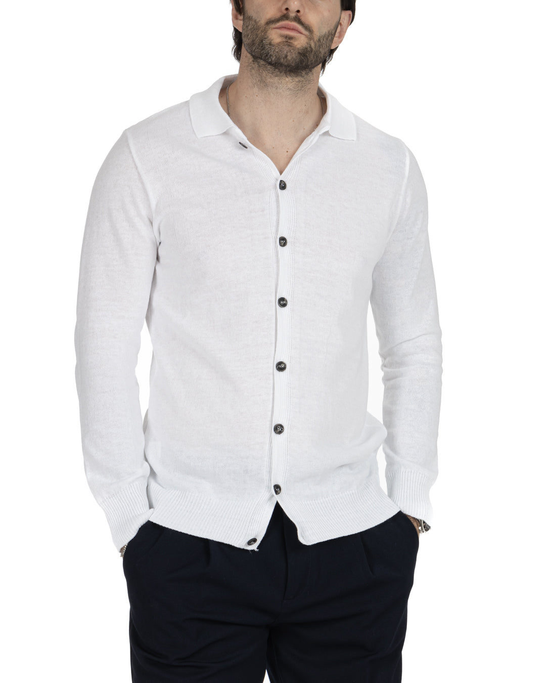 MARLON - CARDIGAN CAMICIA BIANCO