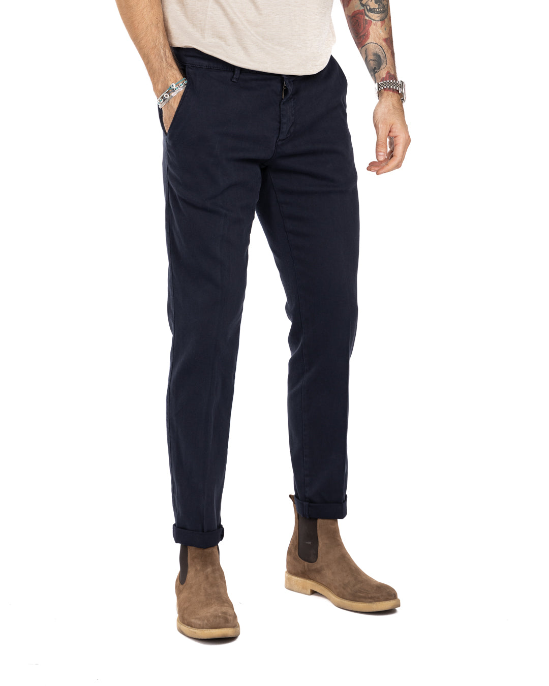Pantalone Jack in cotone armaturato blu