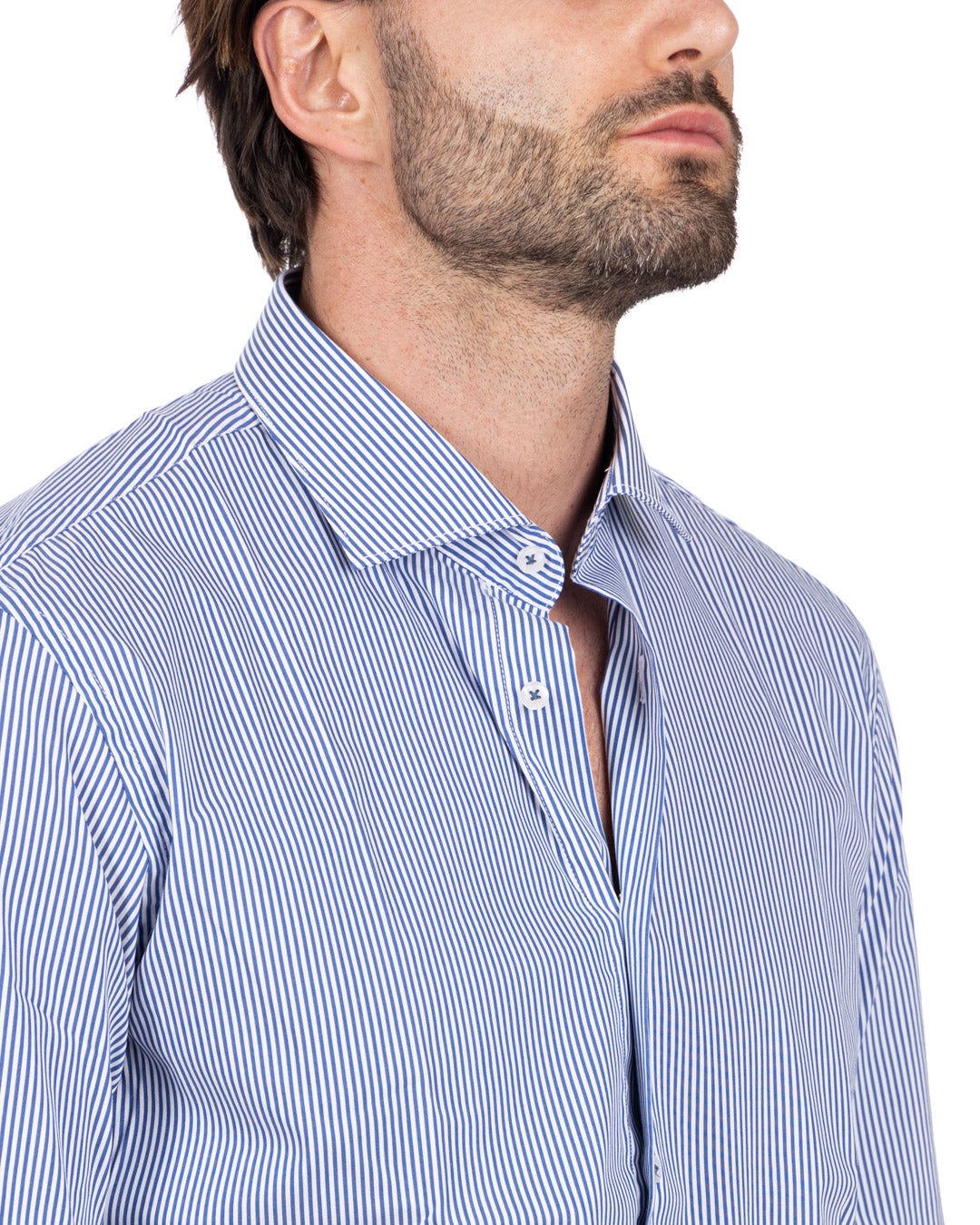 Camicia - basic classica riga stretta blu in cotone