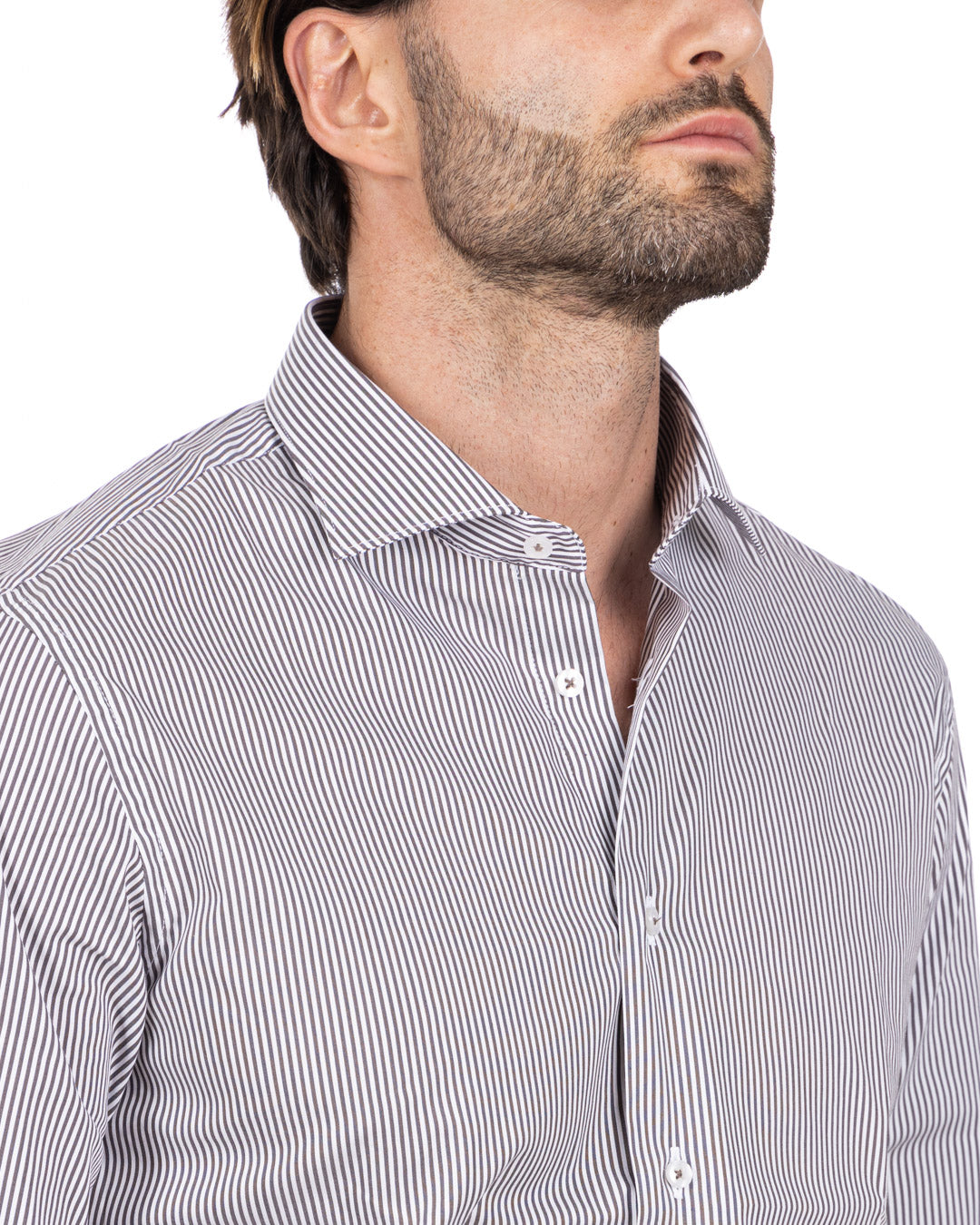 Camicia - basic classica riga stretta nera in cotone