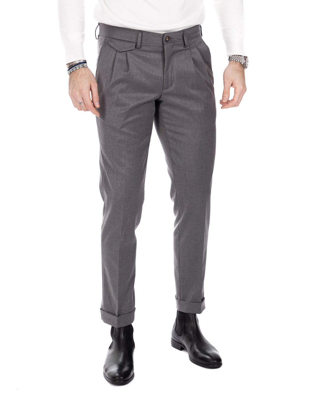 Leo - pantalone vita alta grigio