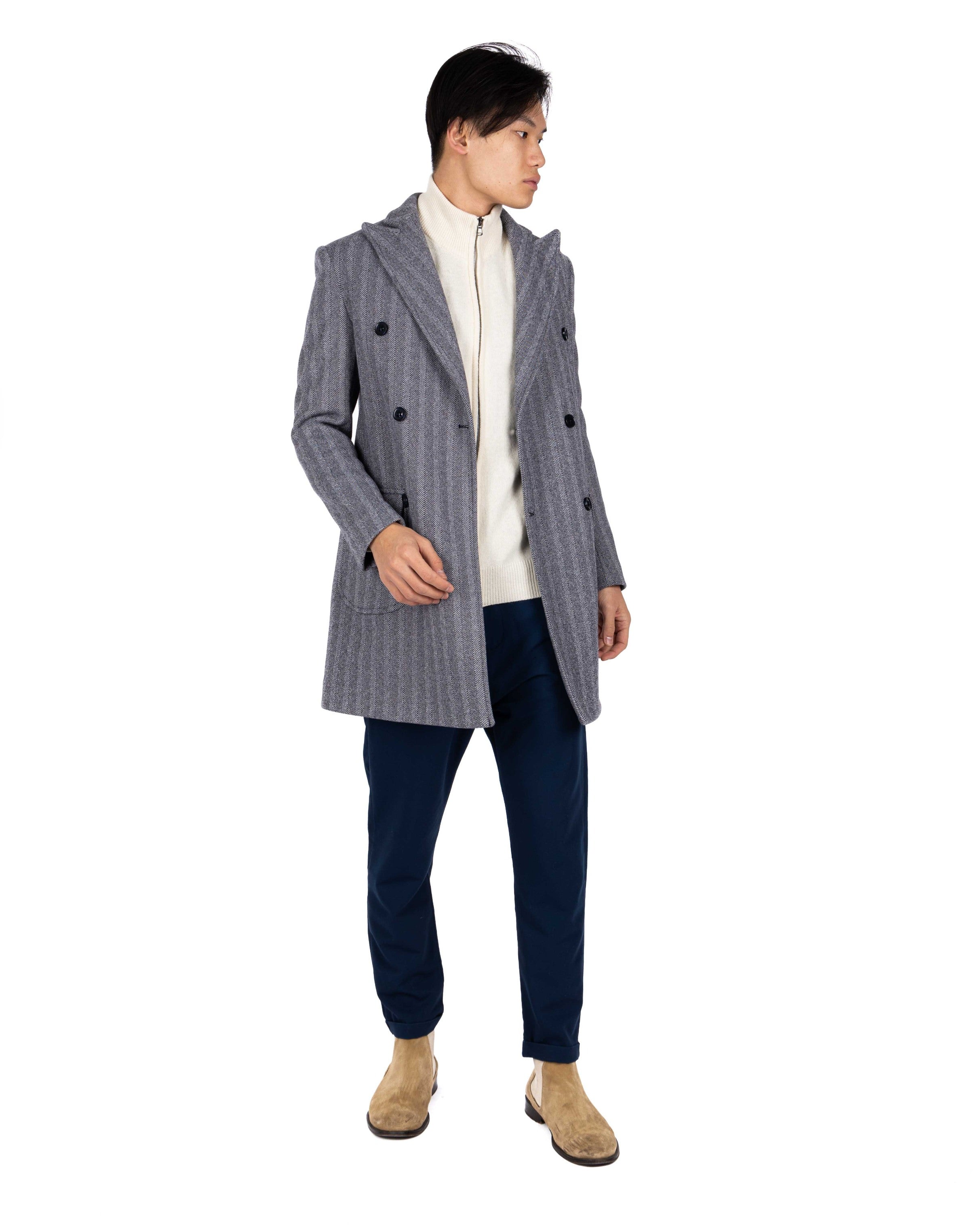 Charles - cappotto doppiopetto spigato blu