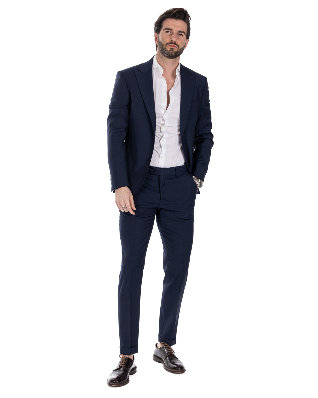 Naples - robe bleue en laine mélangée