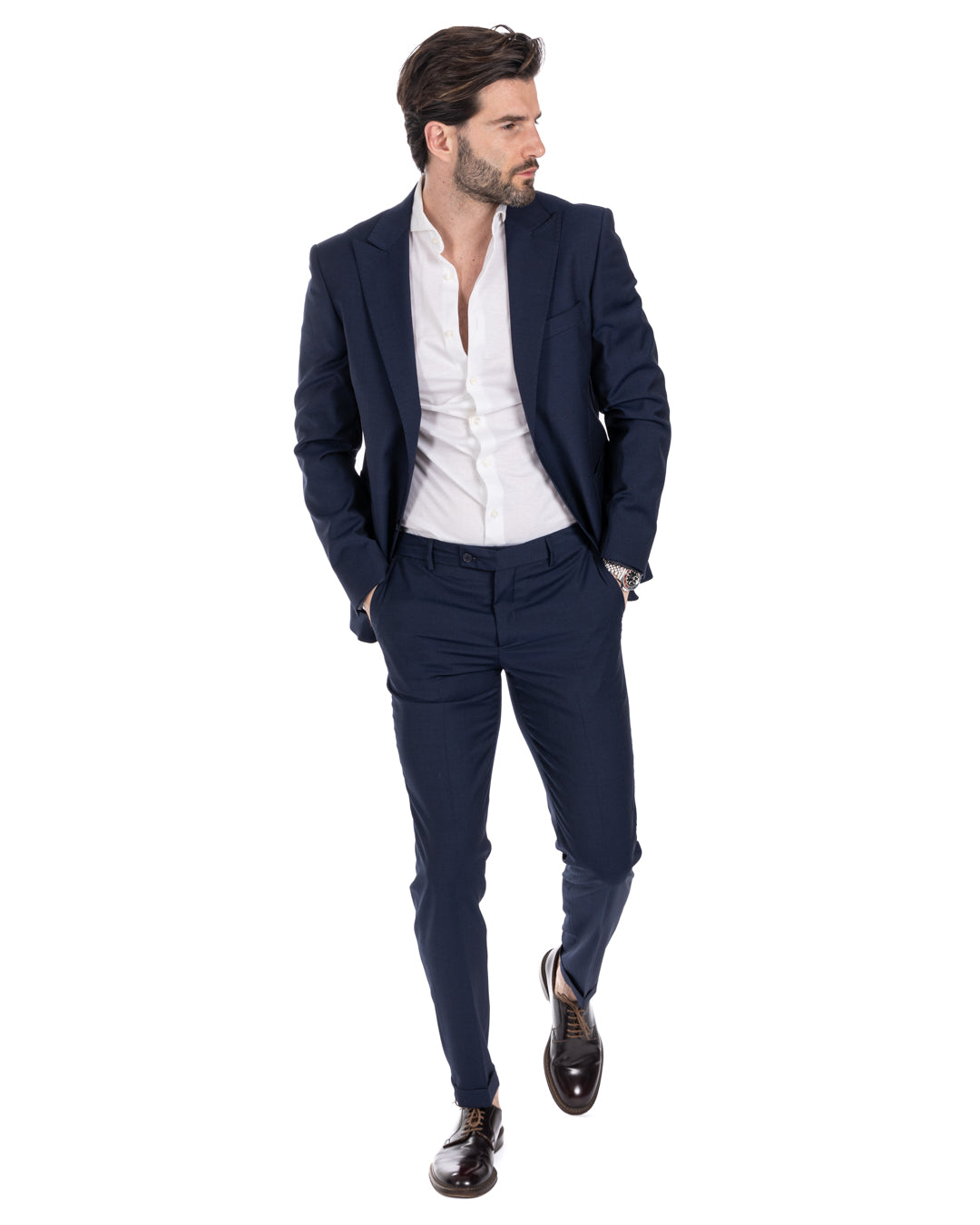 Naples - robe bleue en laine mélangée