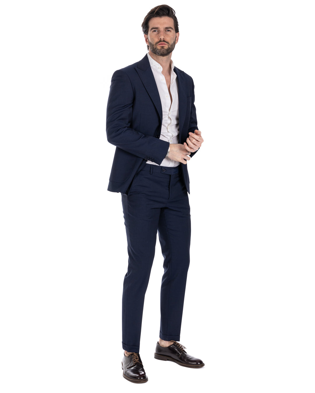 Naples - robe bleue en laine mélangée