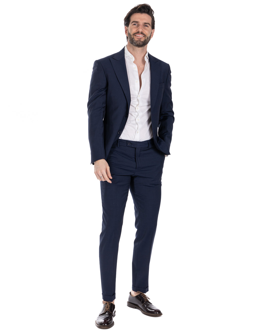 Naples - robe bleue en laine mélangée