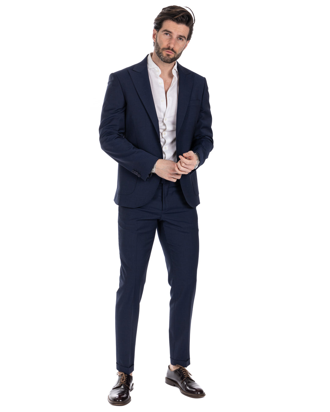 Naples - robe bleue en laine mélangée