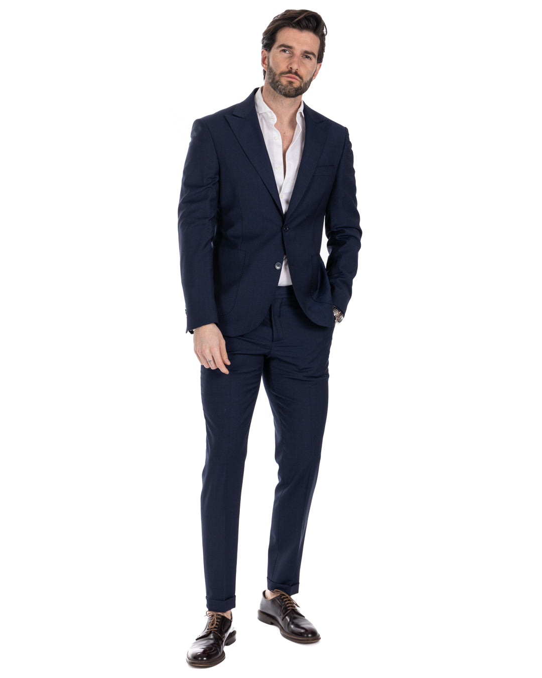 Naples - robe bleue en laine mélangée