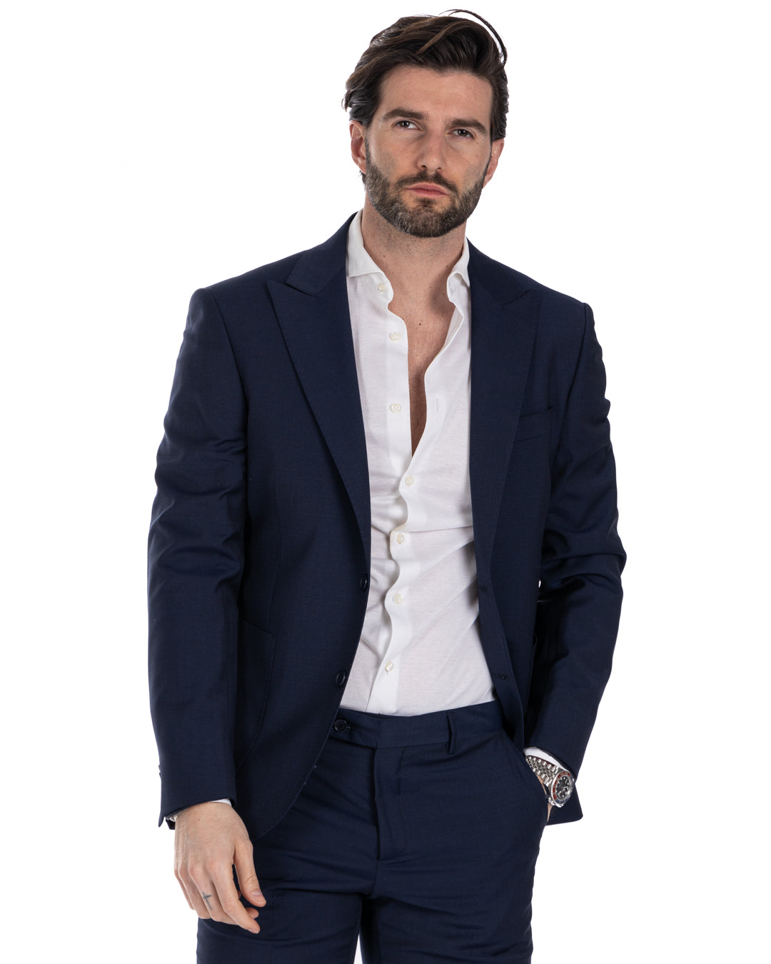 Naples - robe bleue en laine mélangée