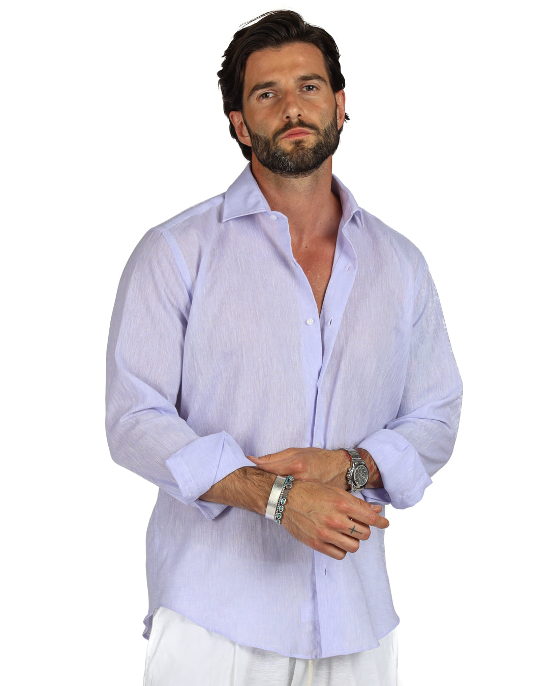 Praiano - Classic lilac linen shirt