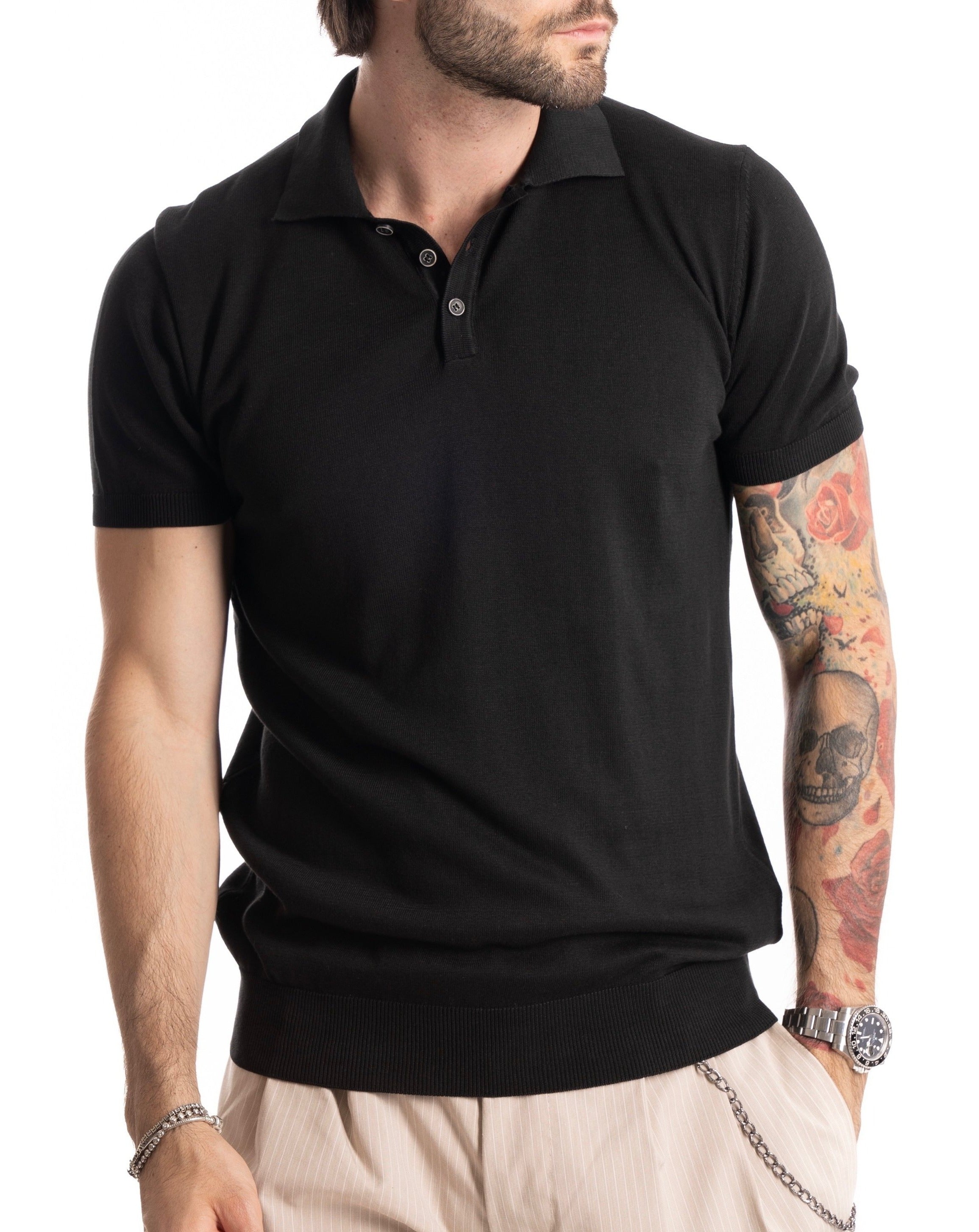 Roger - polo nera in maglia