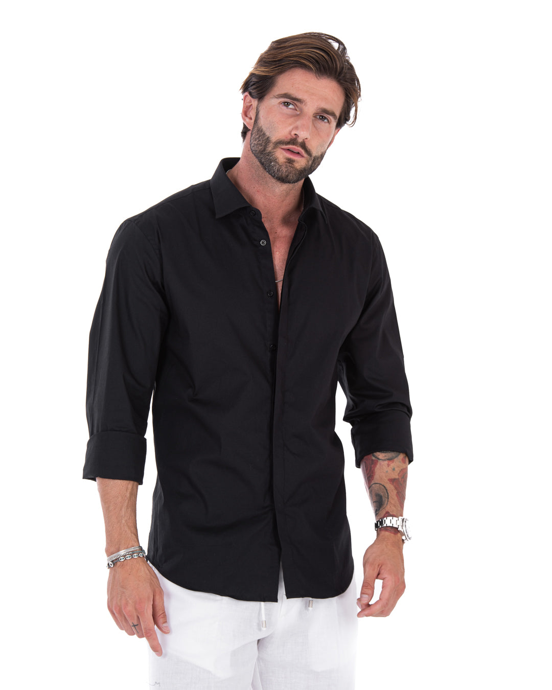 Camicia - basic classica nera in cotone