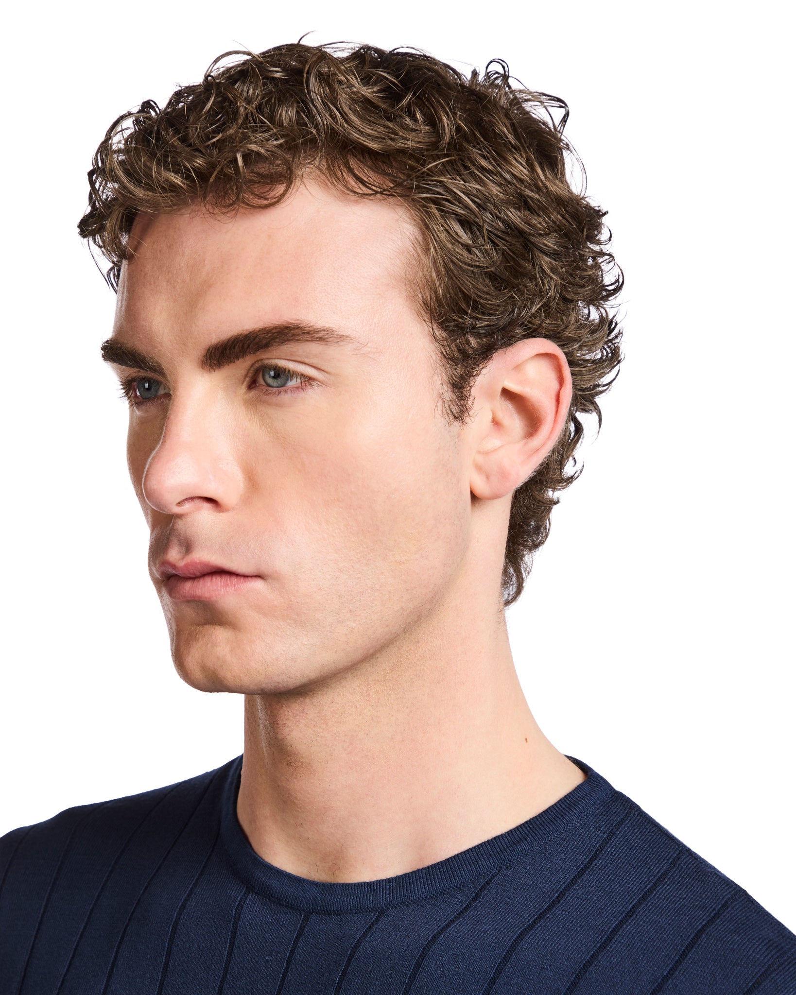 T-shirt Adriano a coste in maglia blu