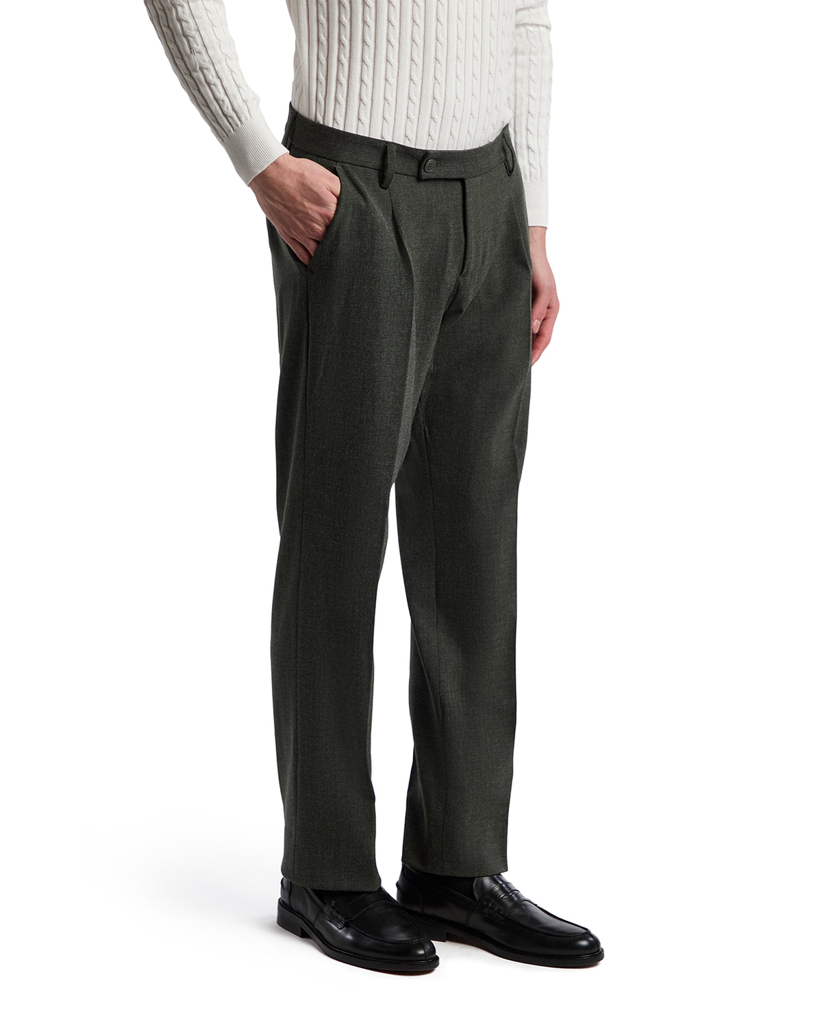 Pantalone Aka  in flanella verde