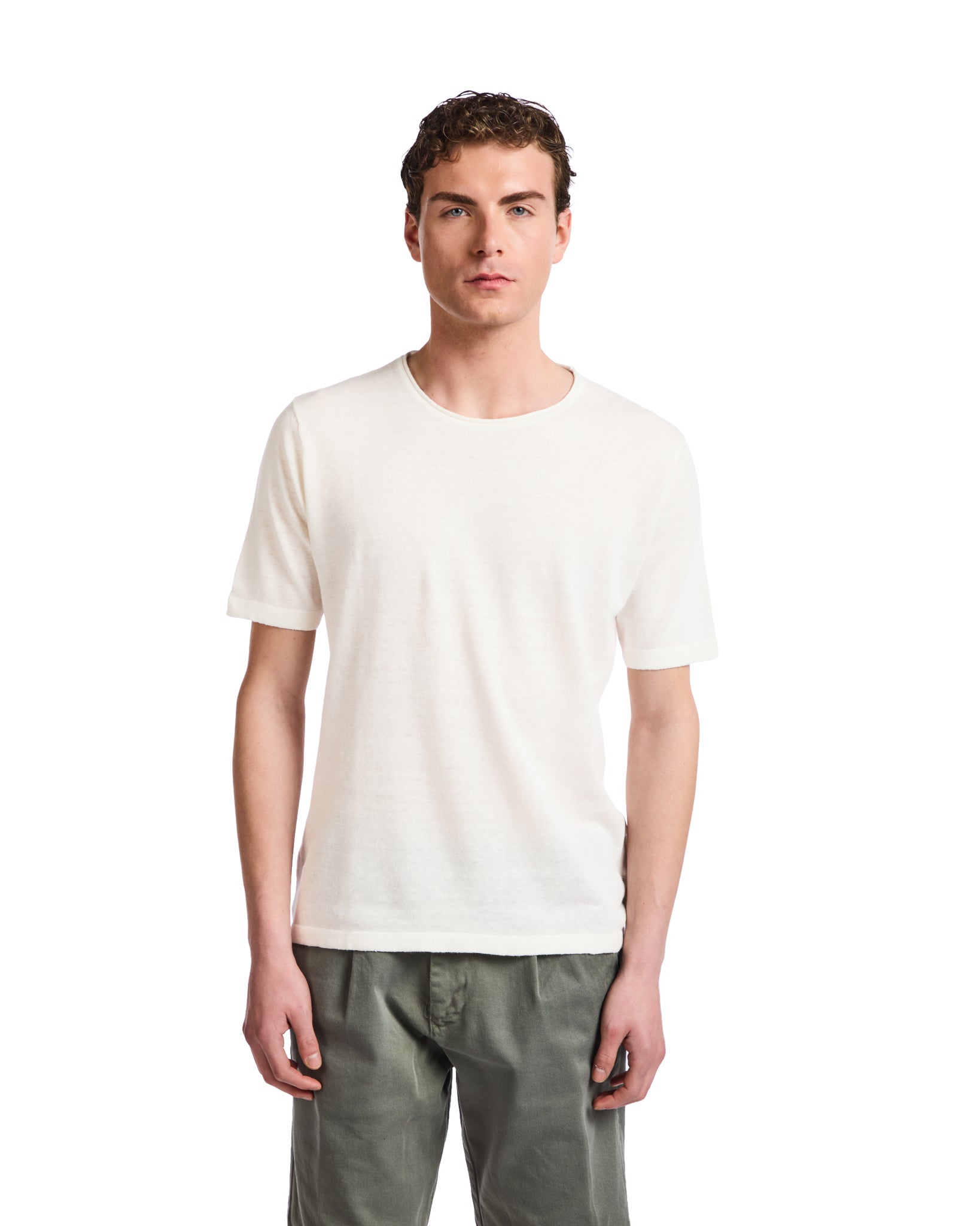 Camiseta Azur de lino y algodón color crema