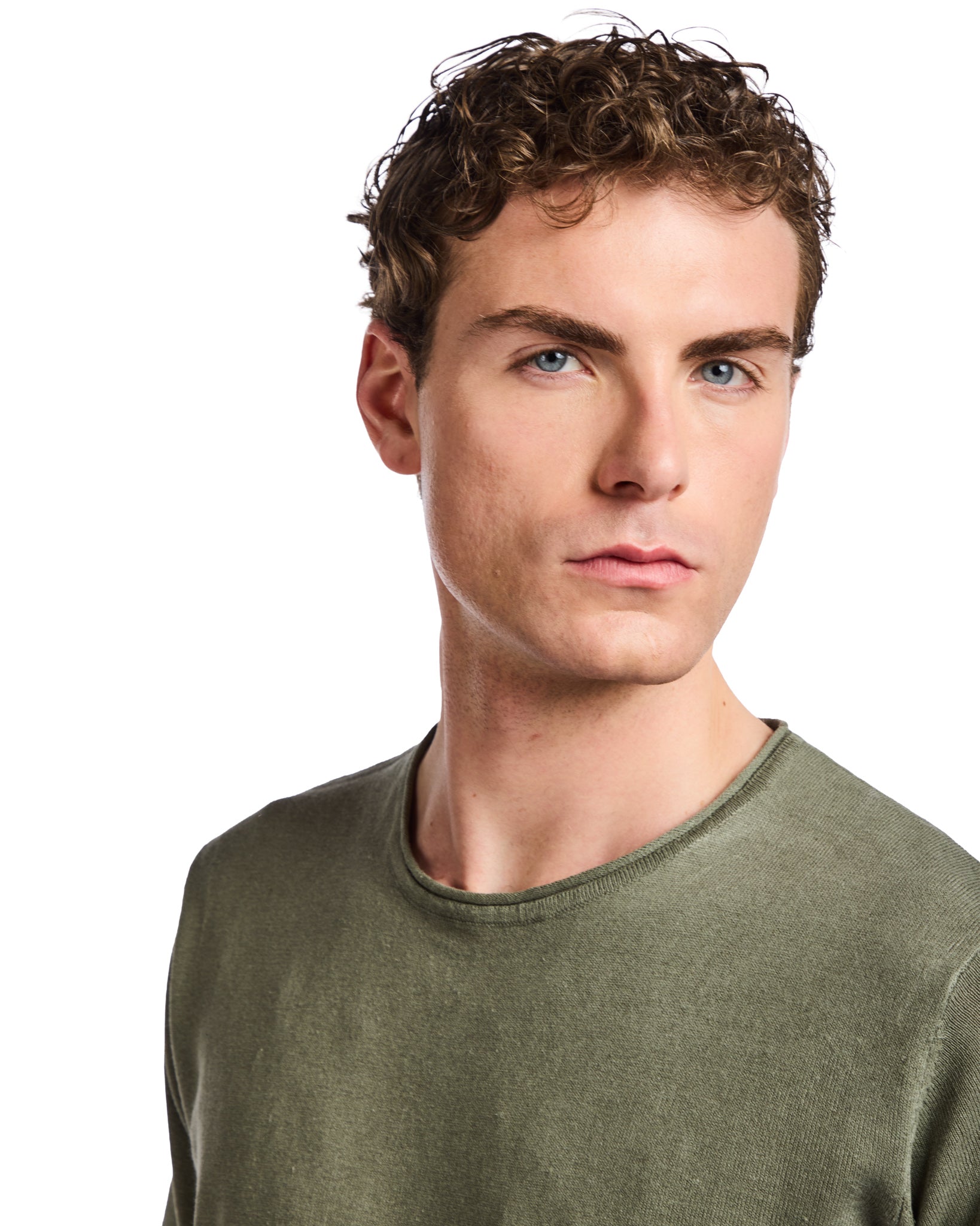 T-shirt Azur in lino e cotone militare