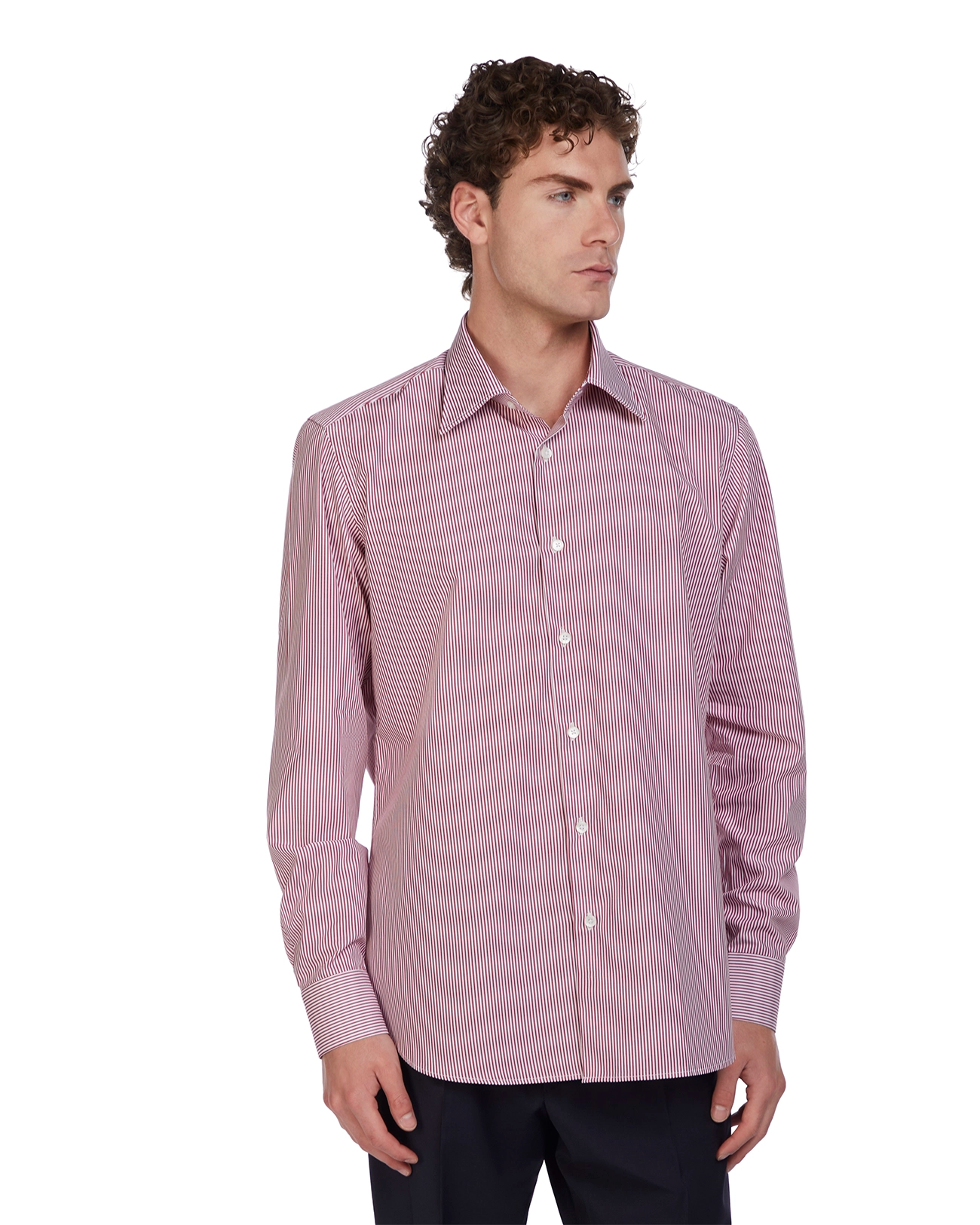 Camicia Kalt a righe bordeaux in cotone