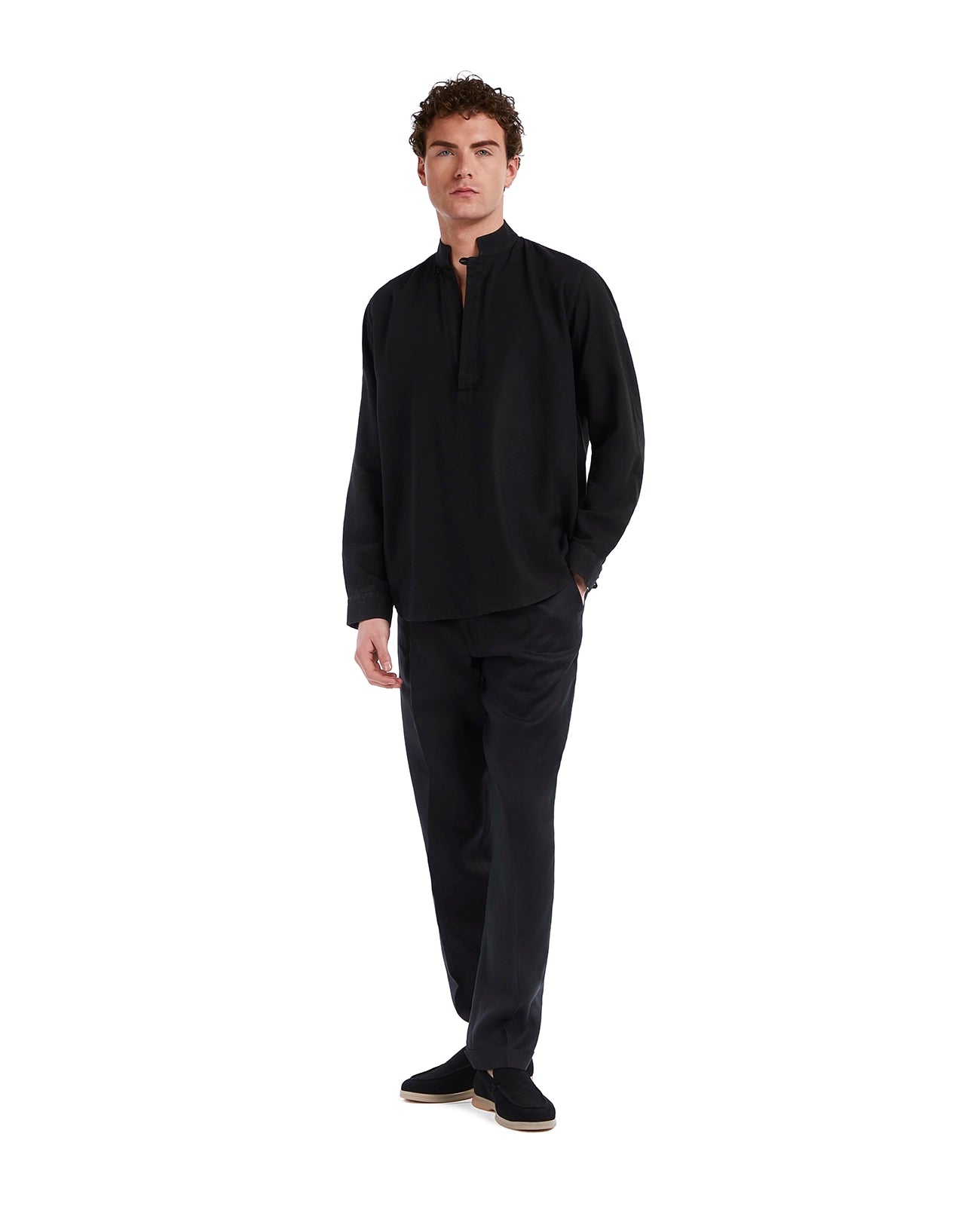 Camicia Waikiki in lino e cotone nera