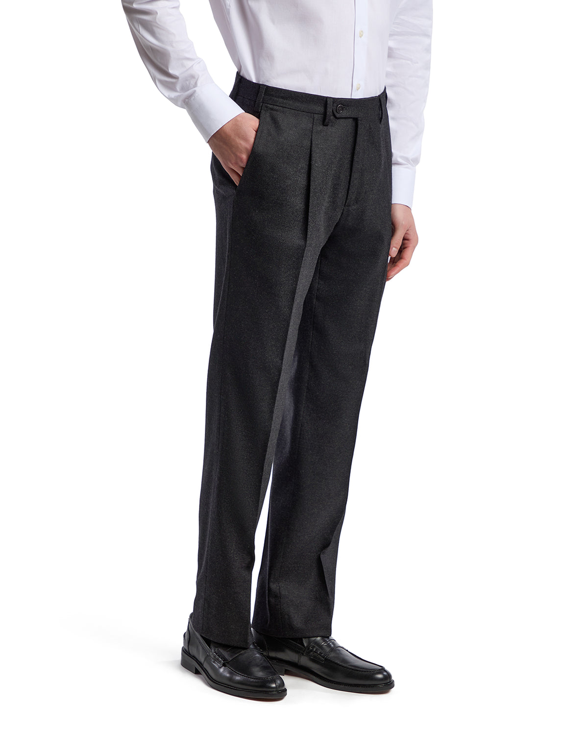 Pantalon classique en flanelle Rugby Drago anthracite