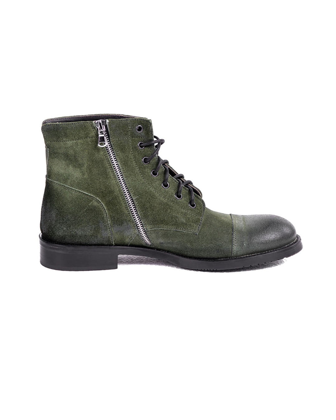 DAVY - GREEN SUEDE ANKLE BOOT WITH ZIP
