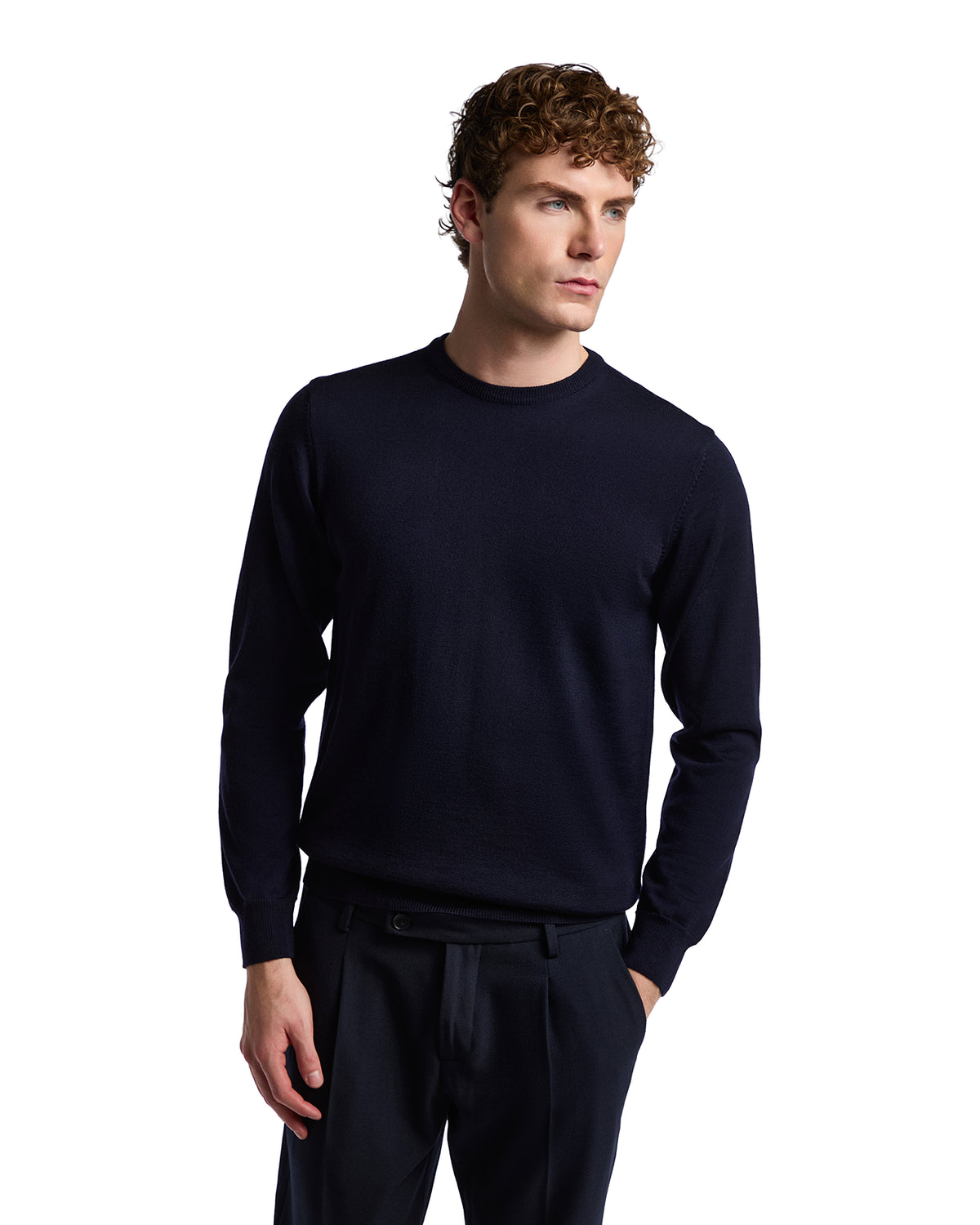 Girocollo Furore in lana merino Tollegno blu