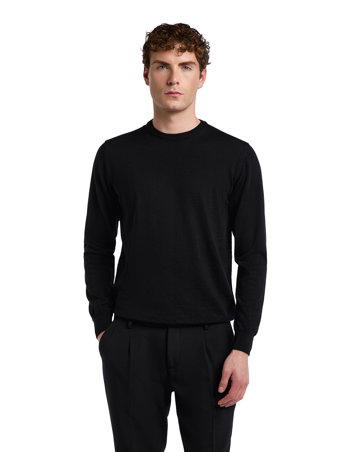 Girocollo Furore in lana merino Tollegno nero