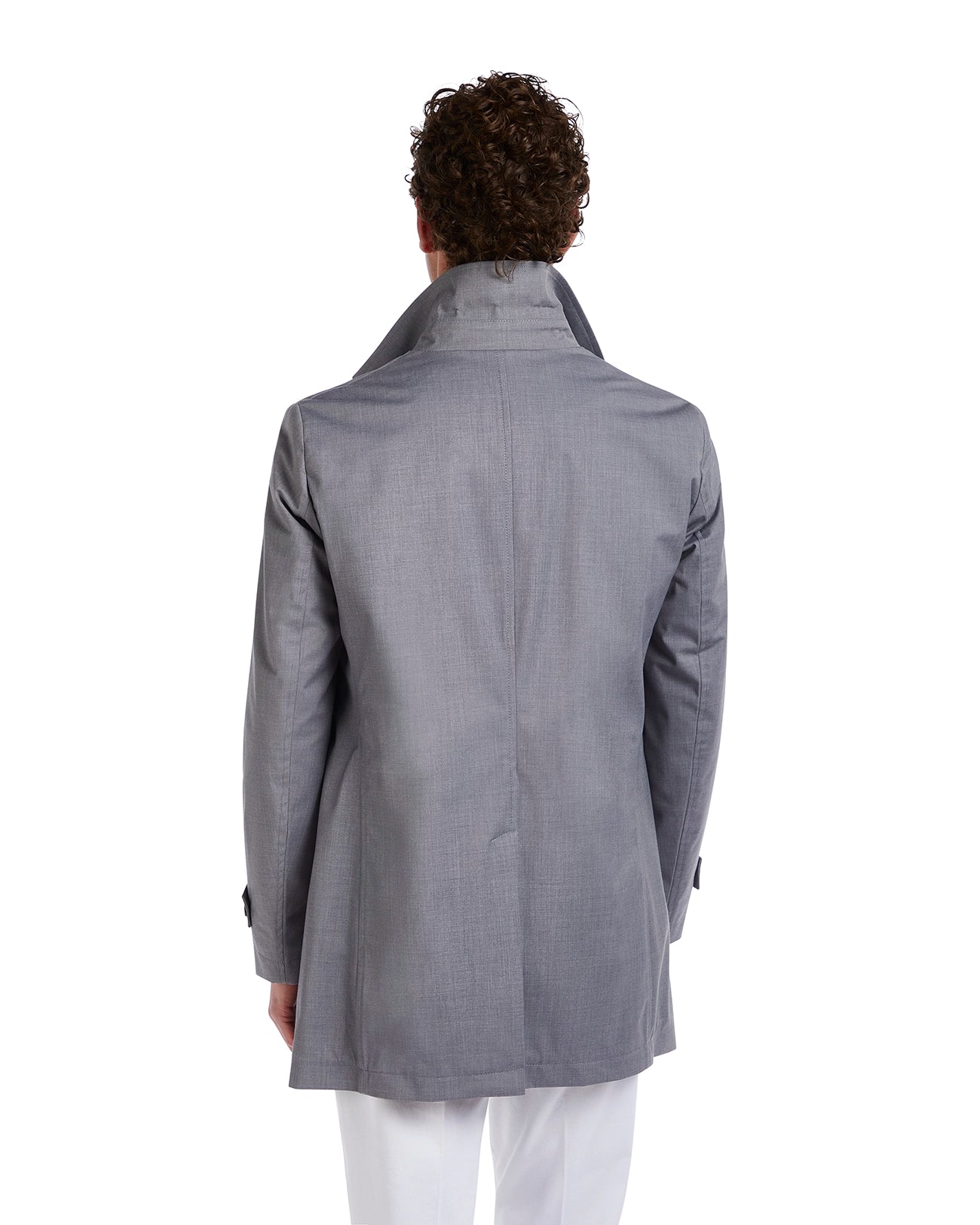 Grey unlined Mantua trench coat