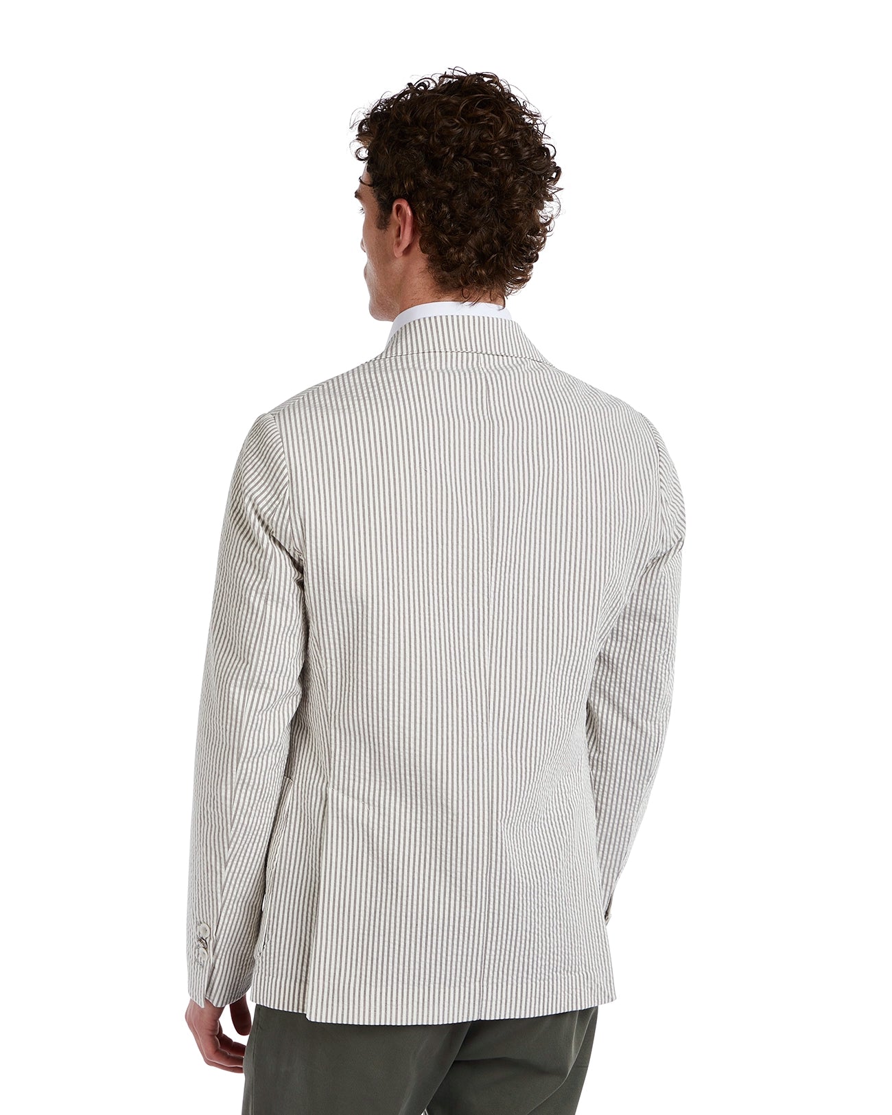Giacca Norcia goffrata a righe beige