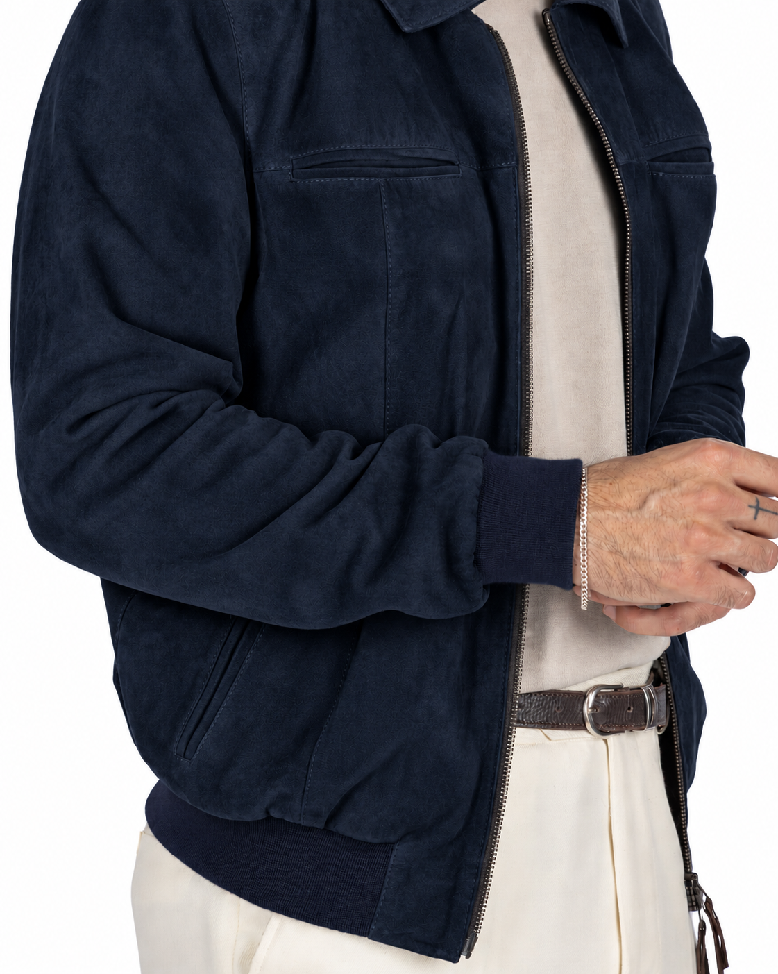 Giacca con zip scamosciata blu