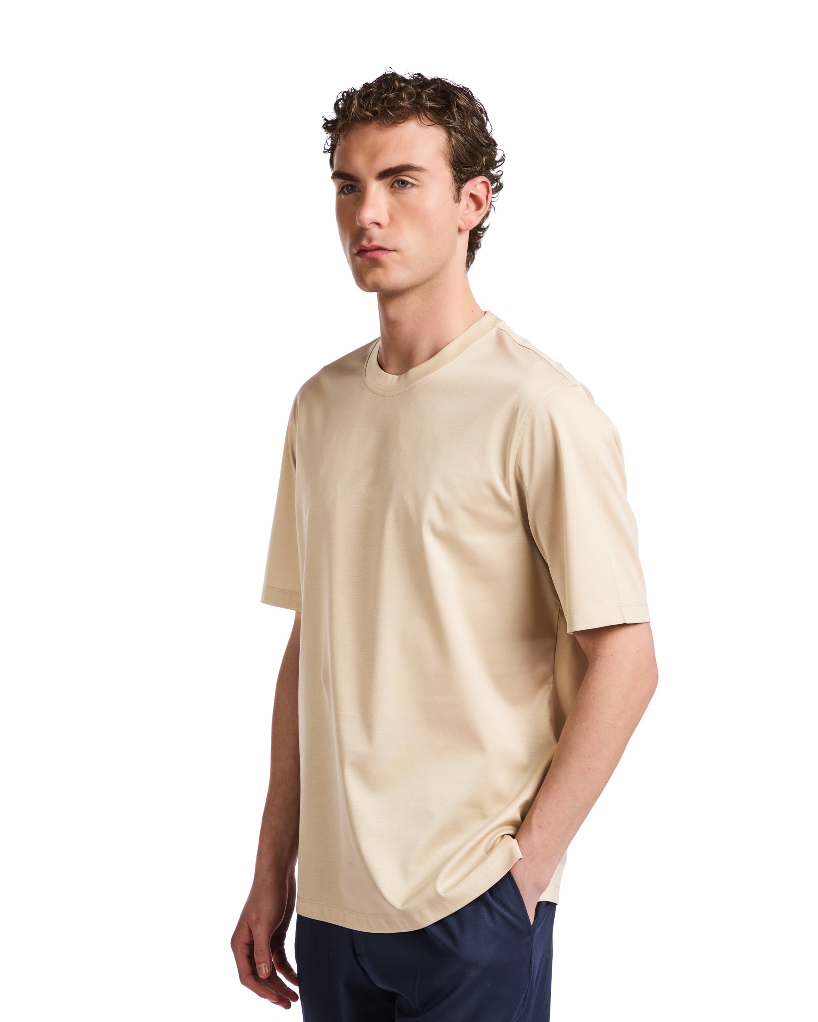 T-shirt Hoorn in filo di scozia beige