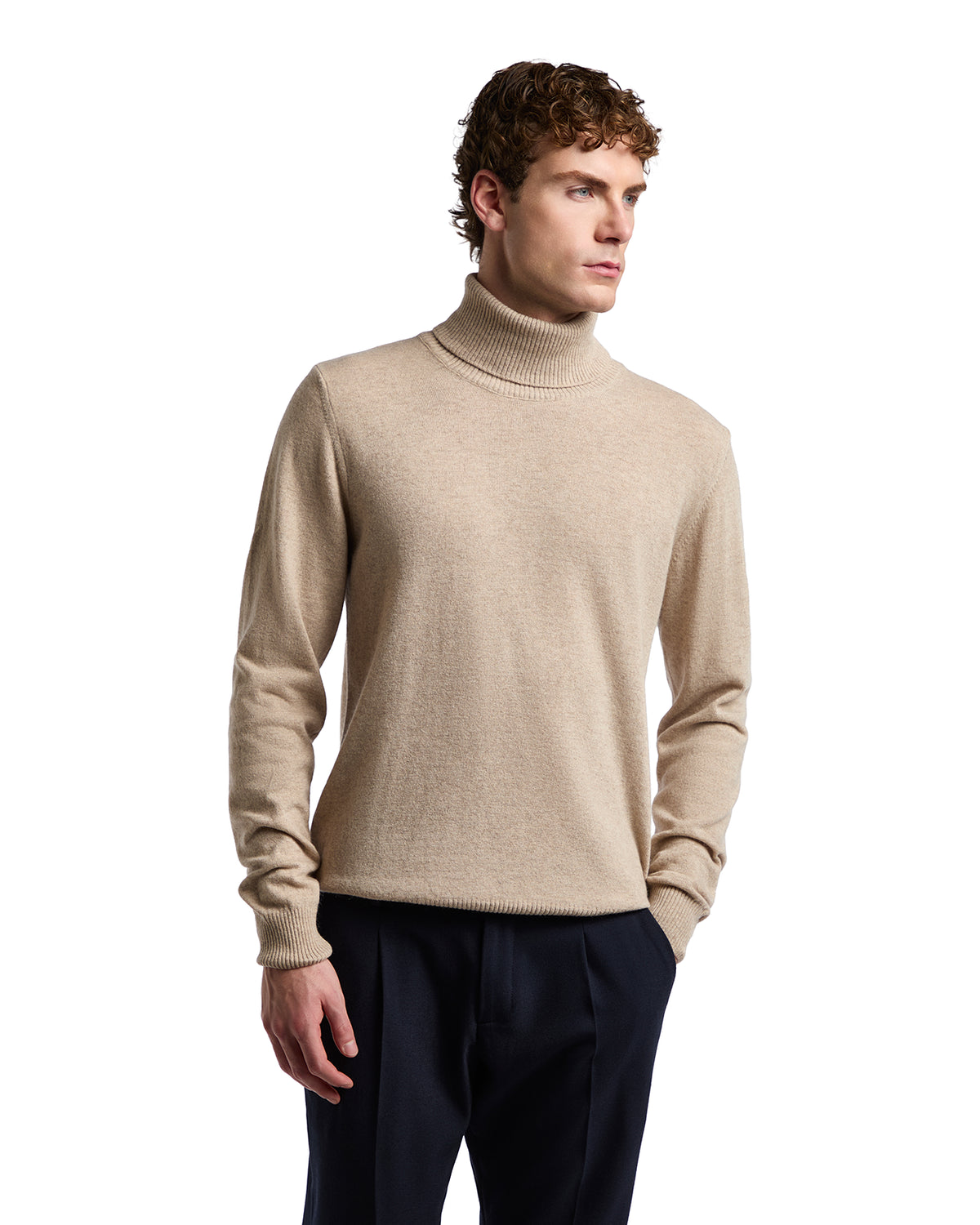 Jersey de cuello alto Lee de mezcla de cachemir en beige