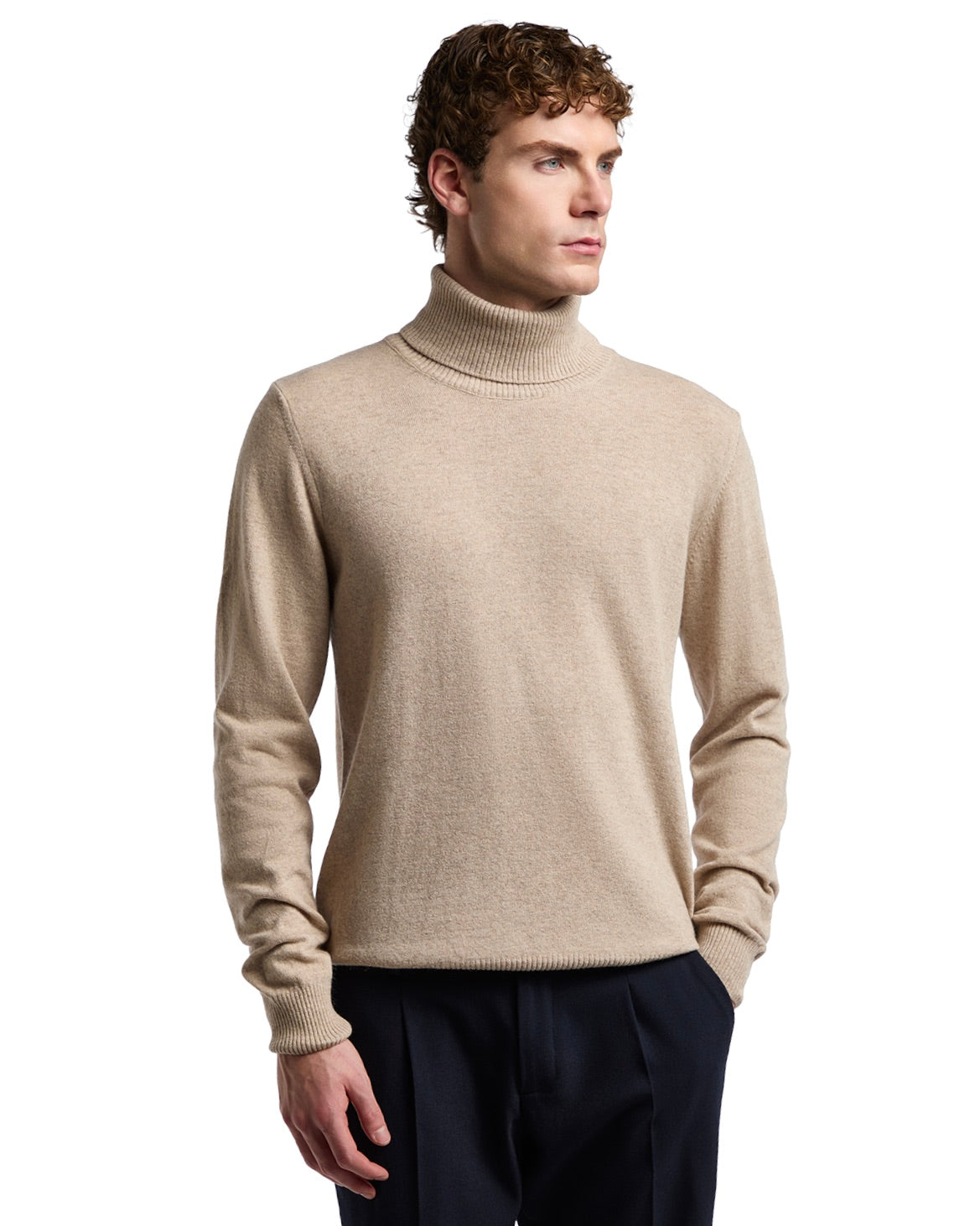 Pull à col montant zippé Rory en mélange de cachemire sable