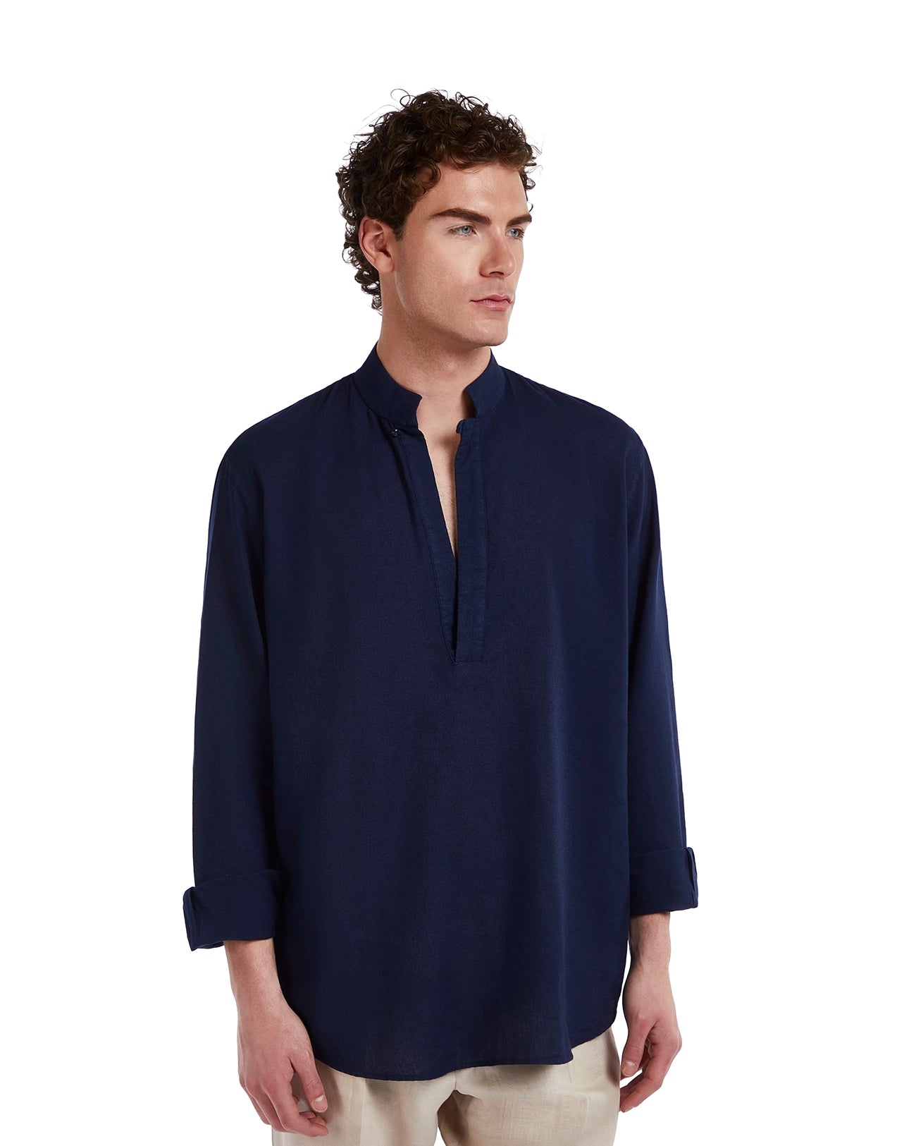 Camicia Waikiki in lino e cotone blu