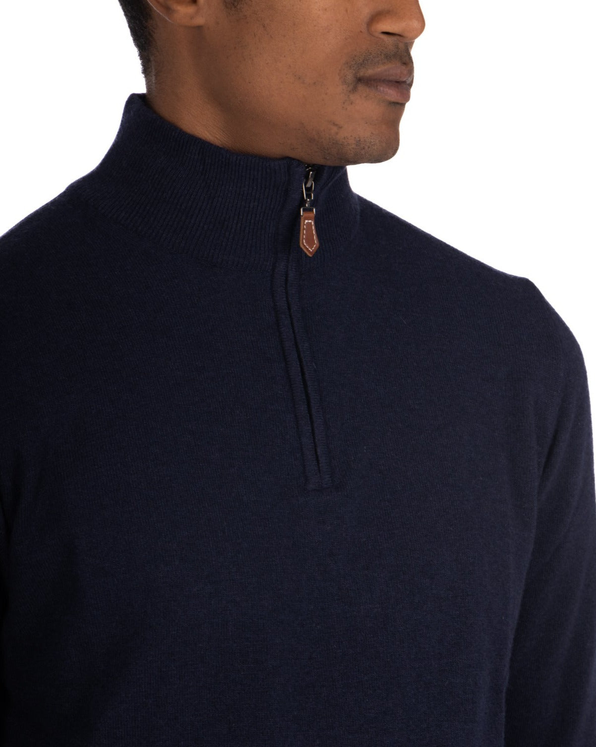 Rory - maglione blu con zip in misto cachemire