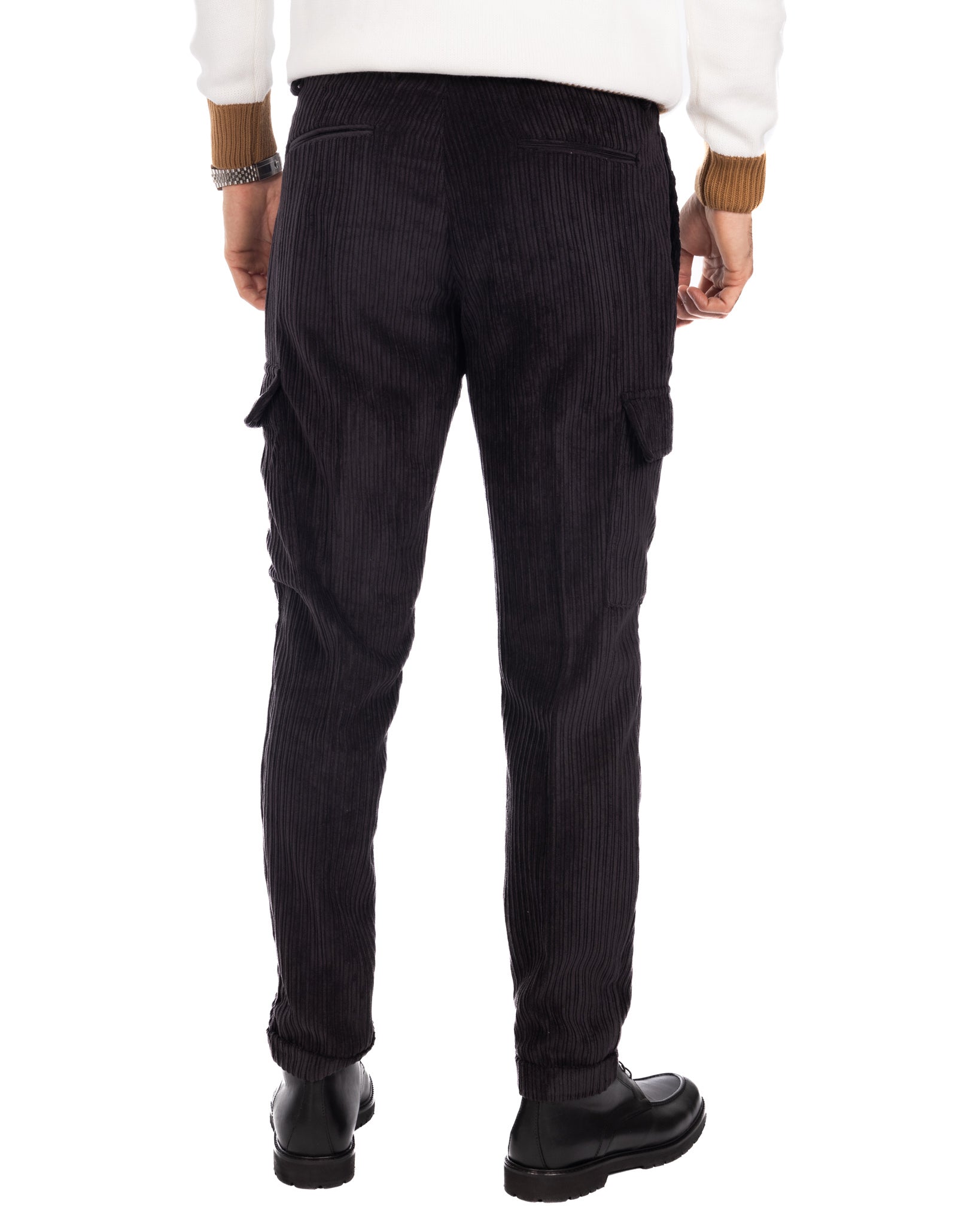 Amburgo - pantalone cargo in velluto nero