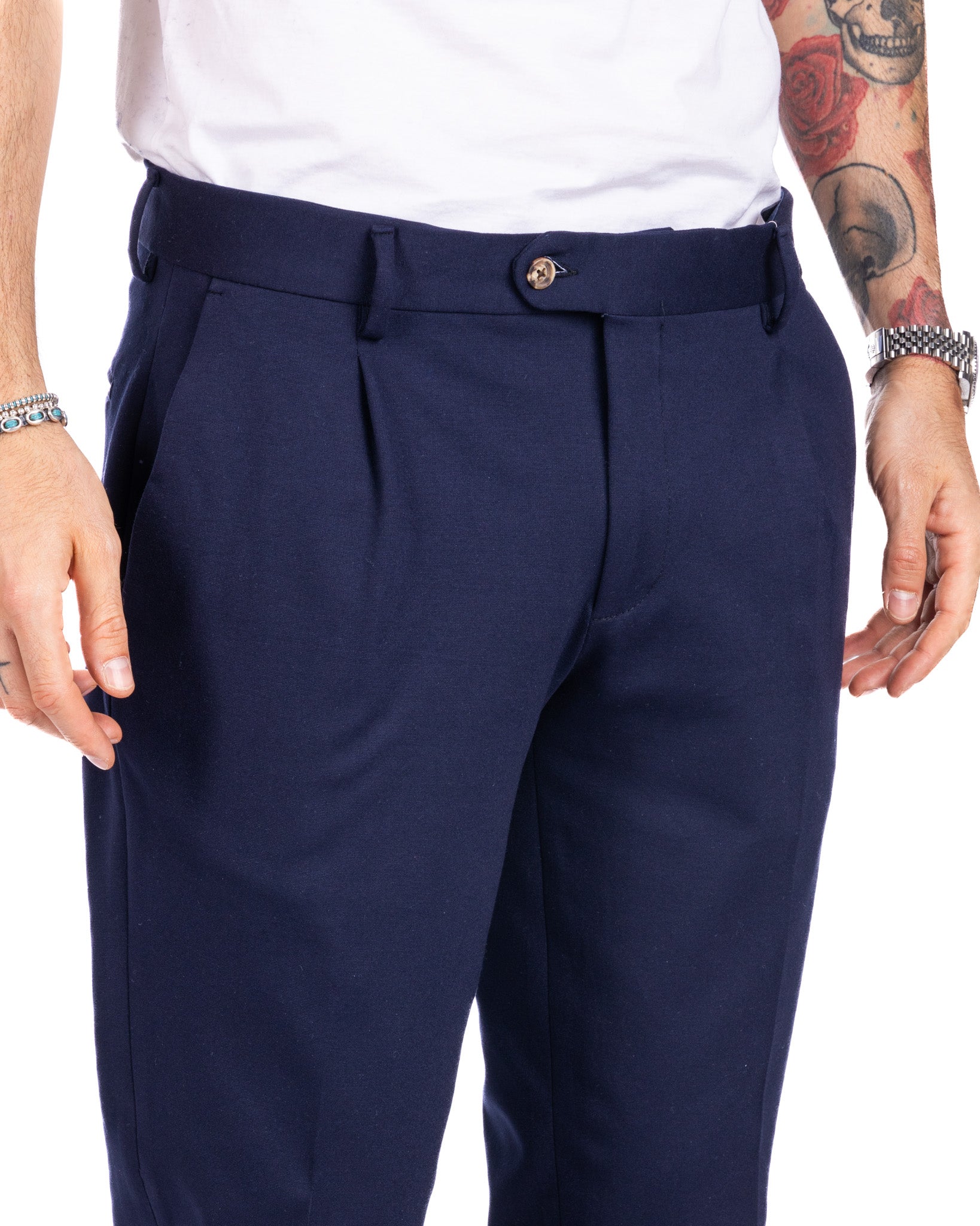 Florence - trousers with a blue pleat in Milan stitch