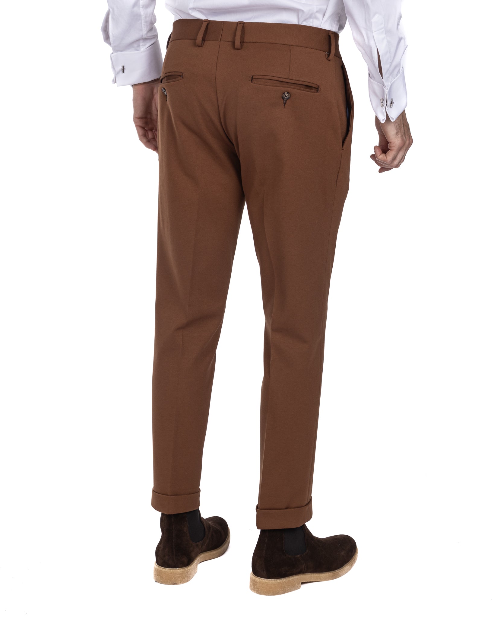 Firenze - dark brown tailored trousers in Milan stitch