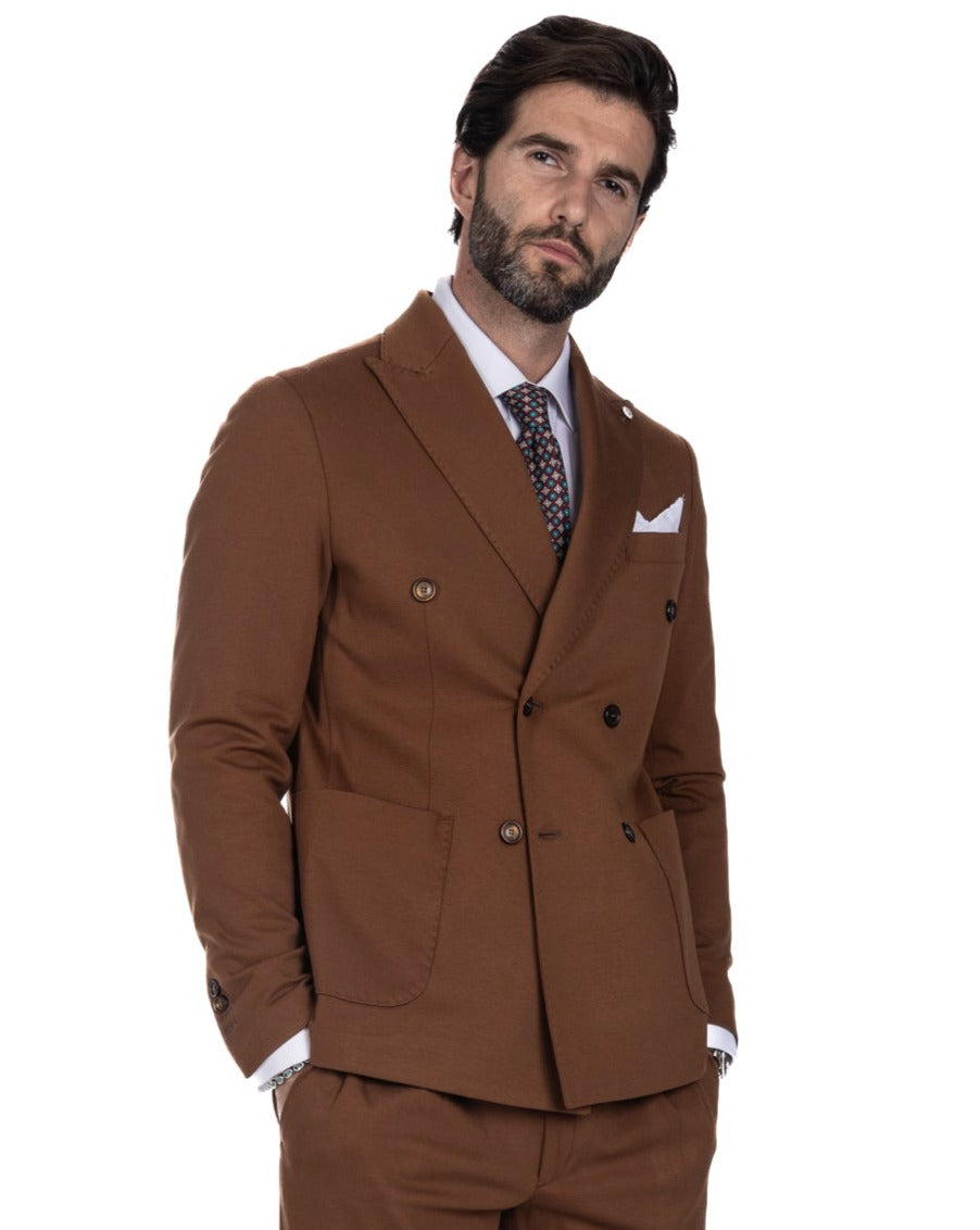 Mustang - dark brown milan stitch double-breasted jacket